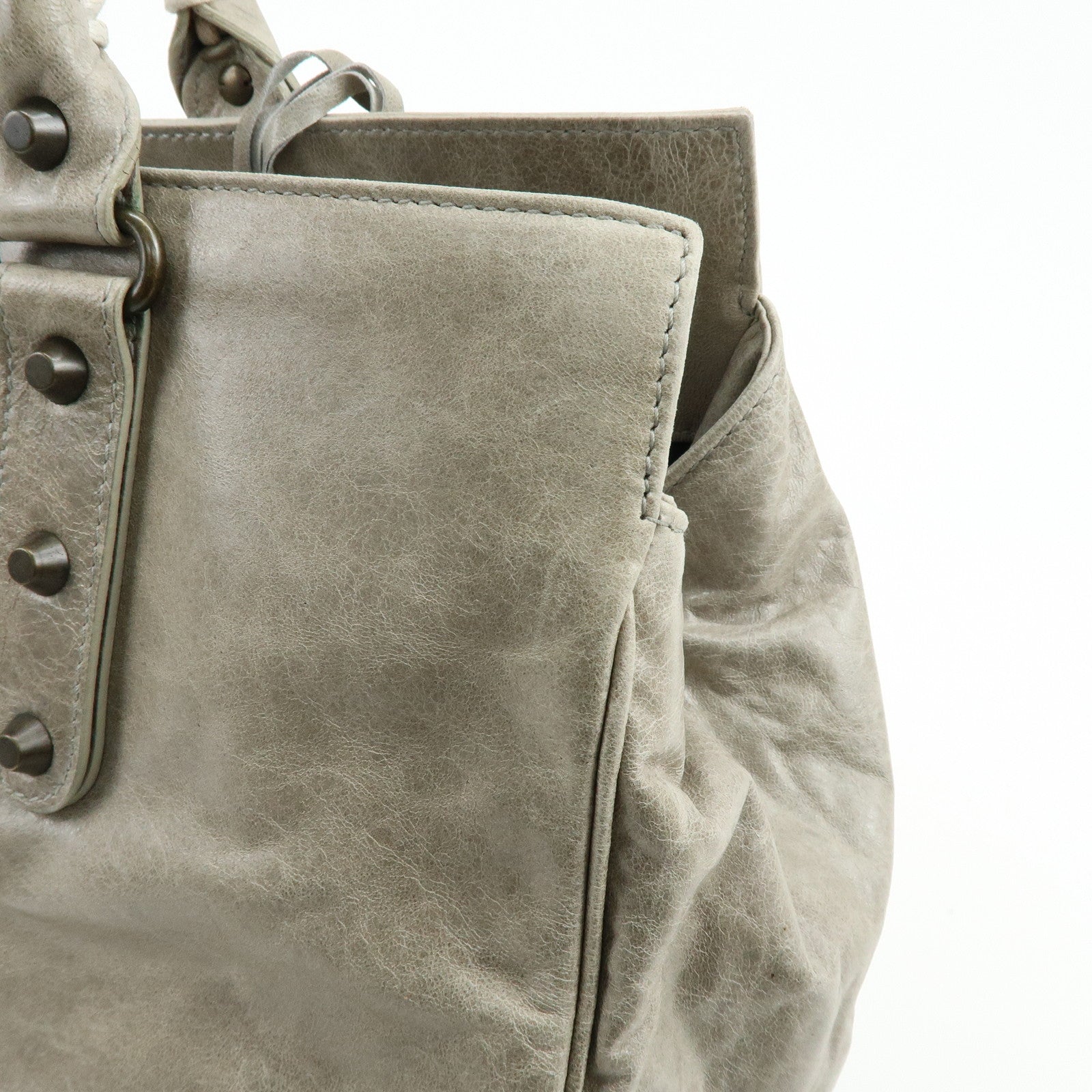 BALENCIAGA The Shopping Leather Tote Bag Shoulder Bag Gray