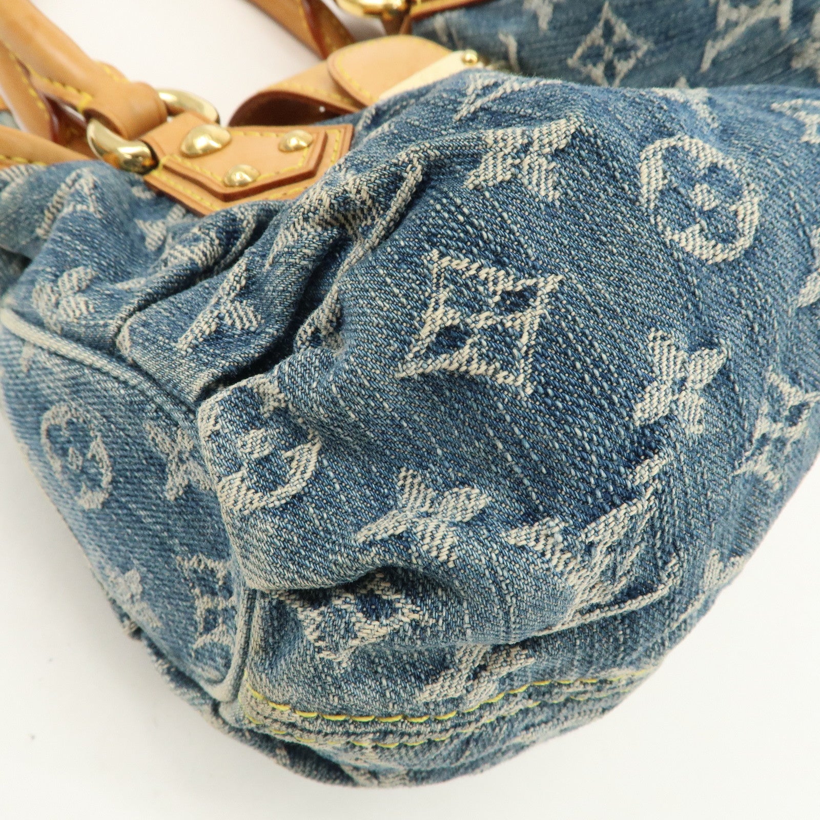 Louis Vuitton Monogram Denim Pleaty Hand Bag Blue M95020