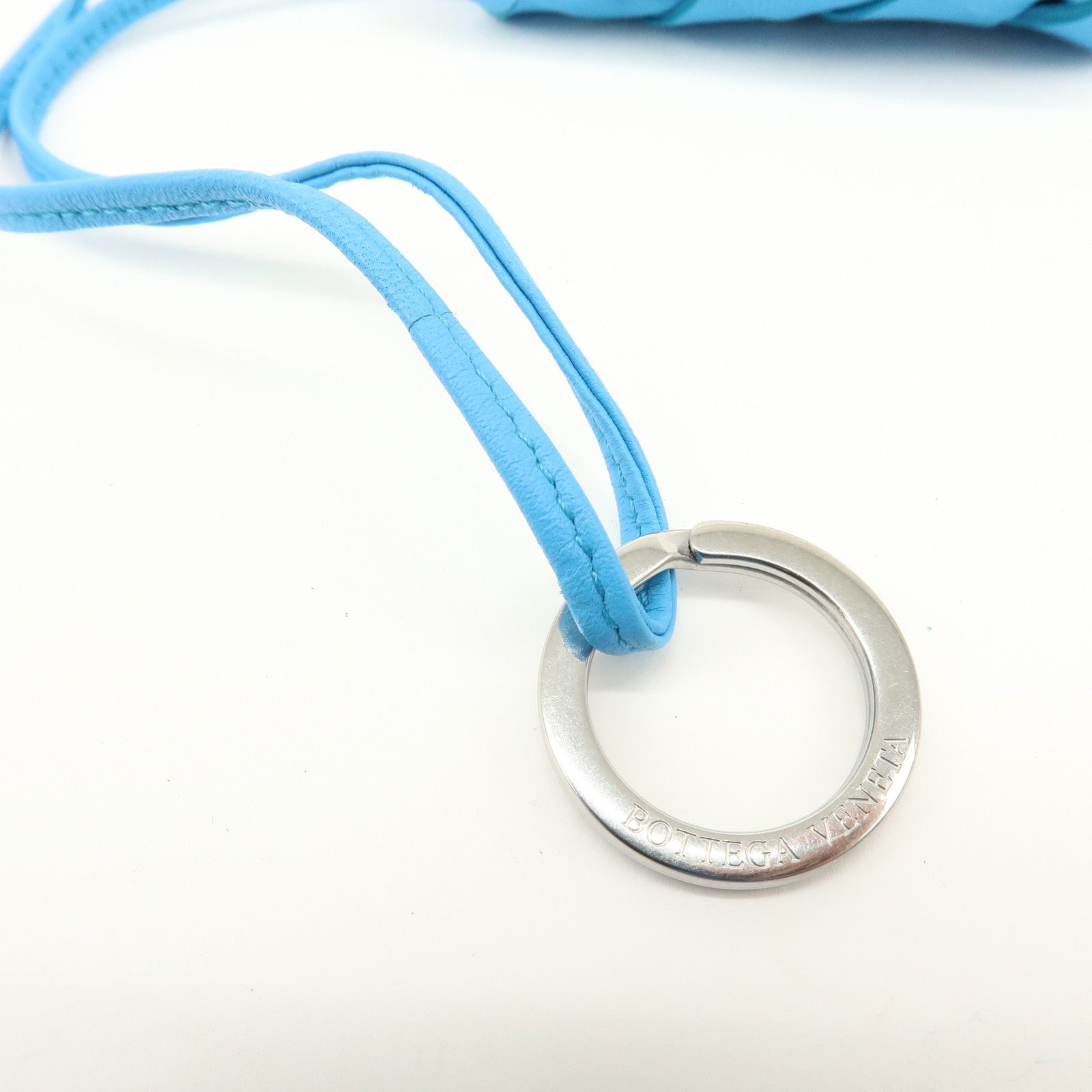 BOTTEGA VENETA Intrecciato Nappa Leather Bag Charm Light Blue