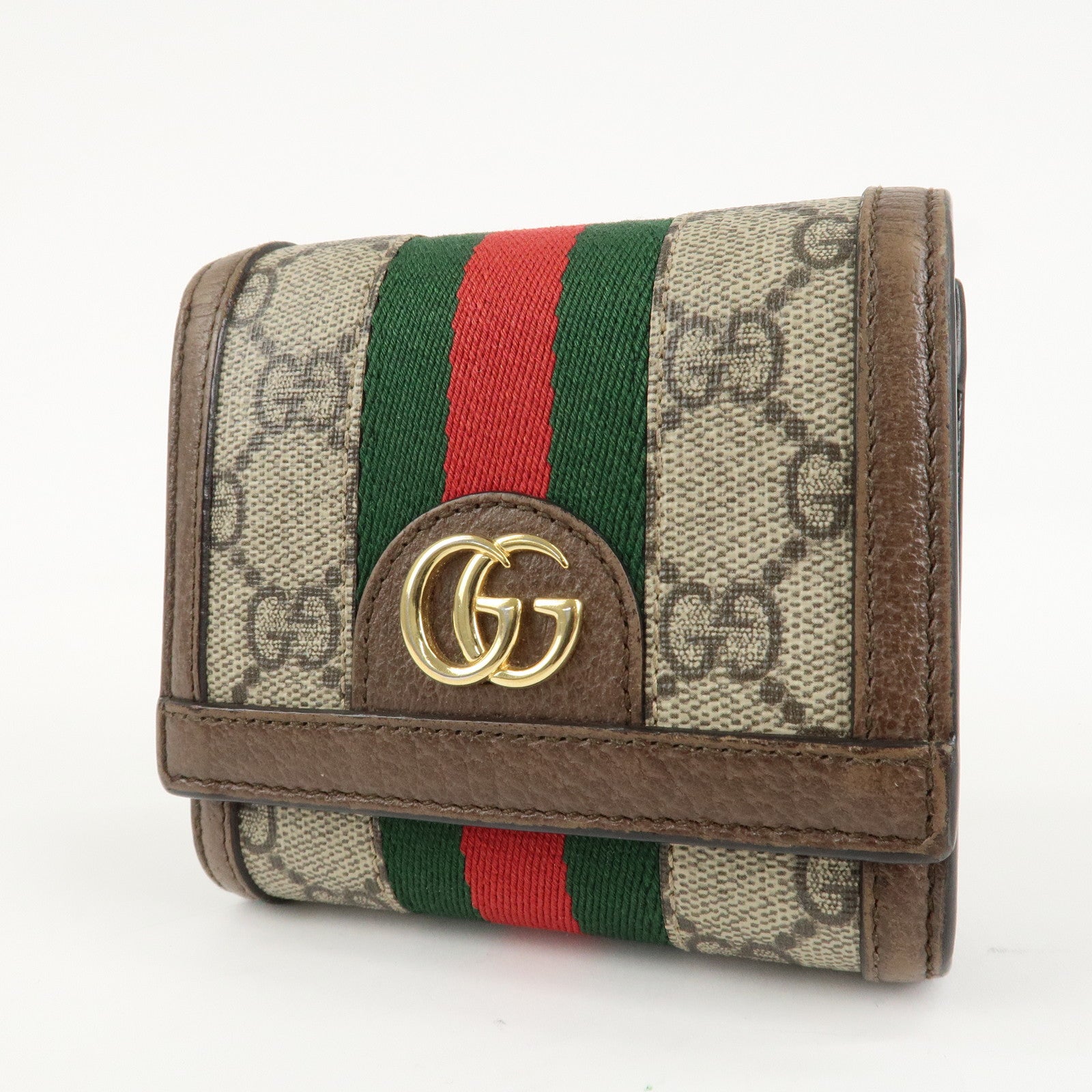 GUCCI Ophidia Sherry GG Supreme Leather Bifold Wallet 598662 Used