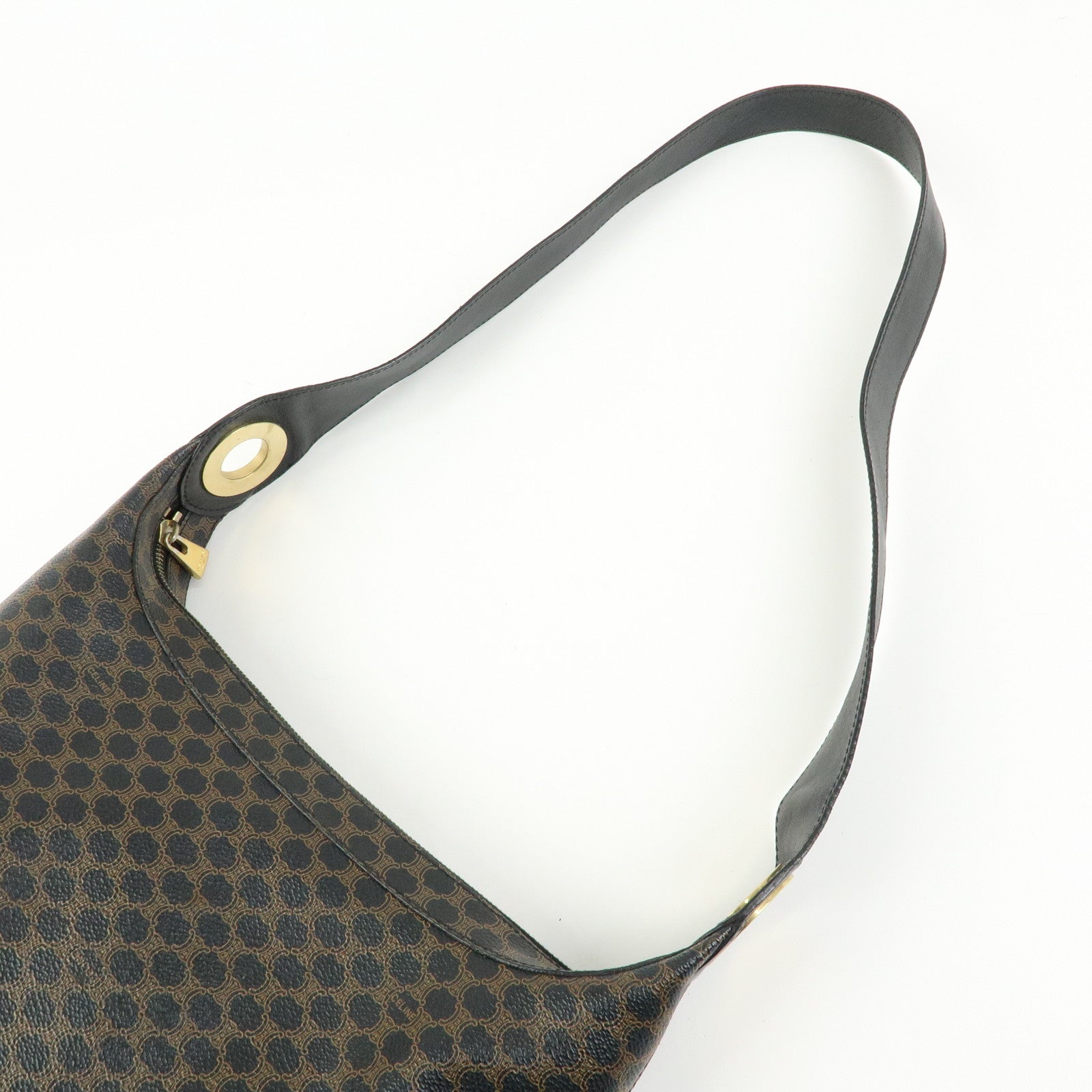 CELINE Macadam PVC Leather Shoulder Bag Crossbody Bag Black Brown