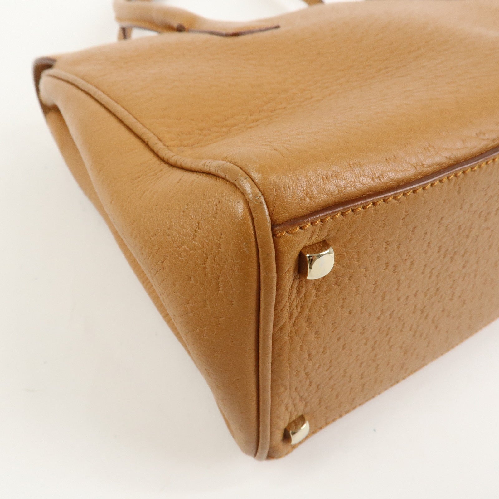 Ferragamo Gancini Leather Shoulder Bag Hand Bag Light Brown