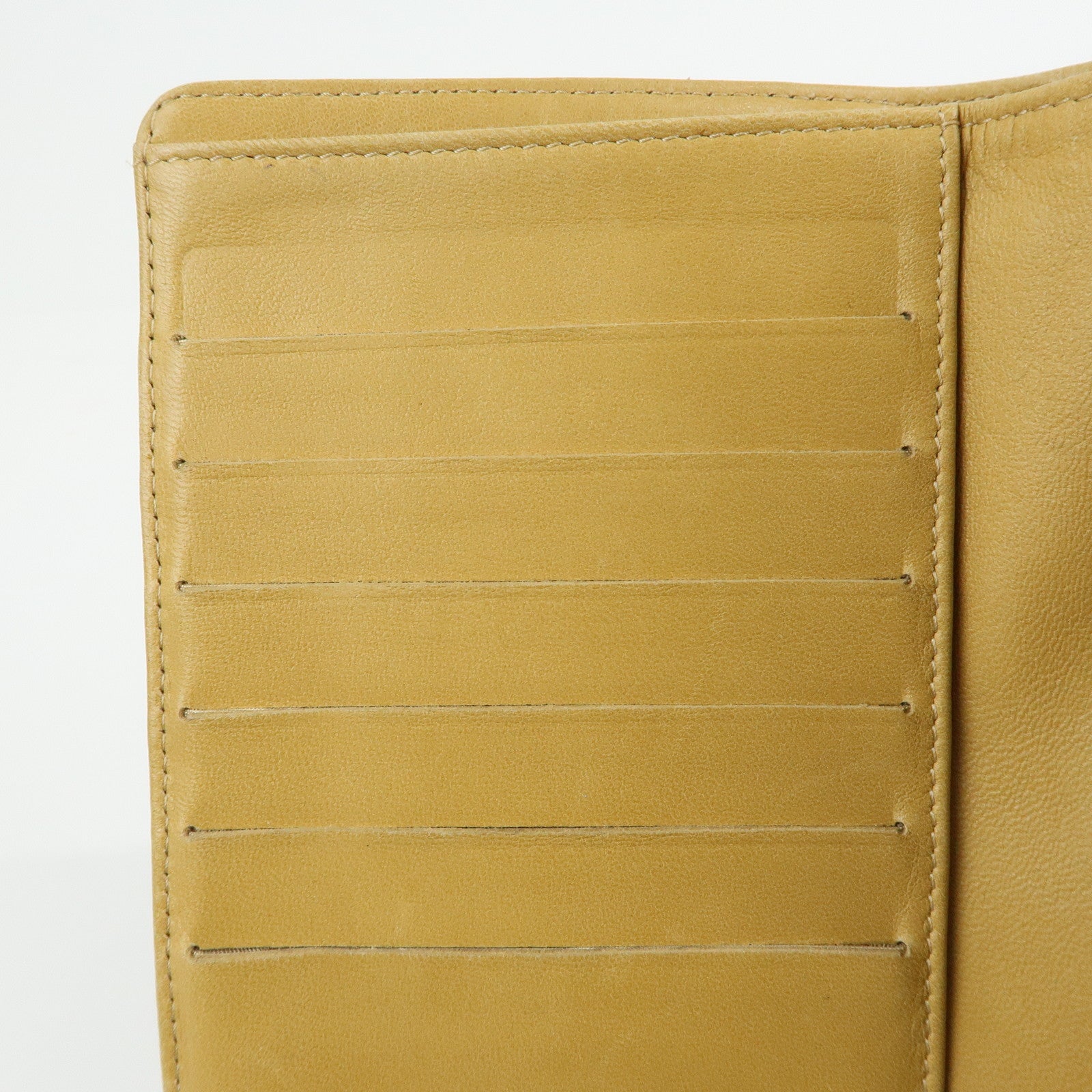 CHANEL Chocolate Bar Lamb Skin Long Wallet Yellow Beige A82281