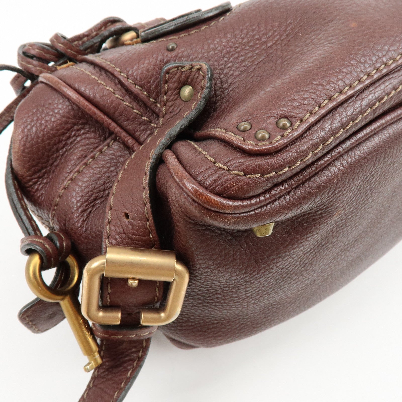 Chloe Paddington Leather Hand Bag Boston Bag Medium Brown
