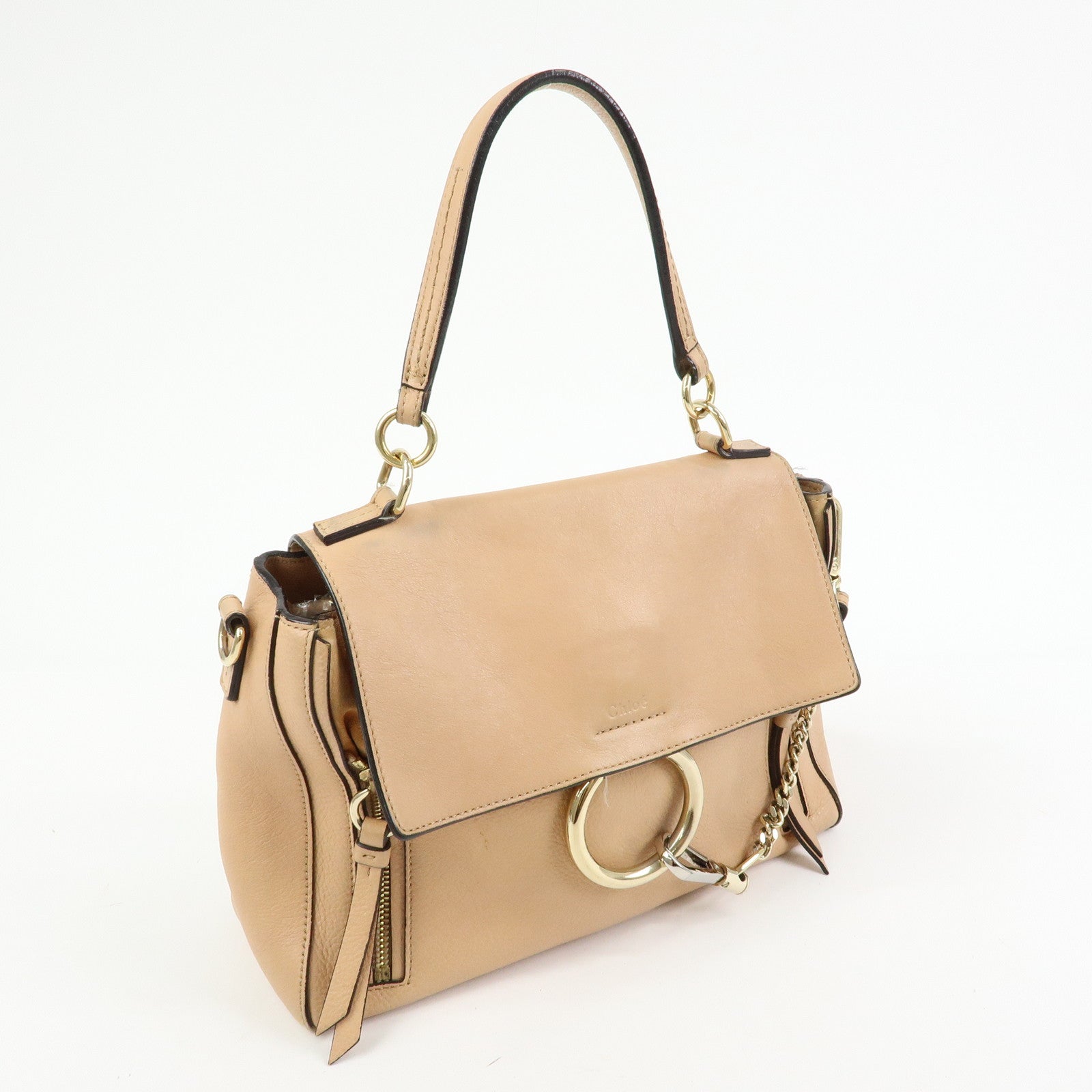 Chloe Leather 2Way Bag Shoulder Bag Hand Bag Beige Authentic Used F/S