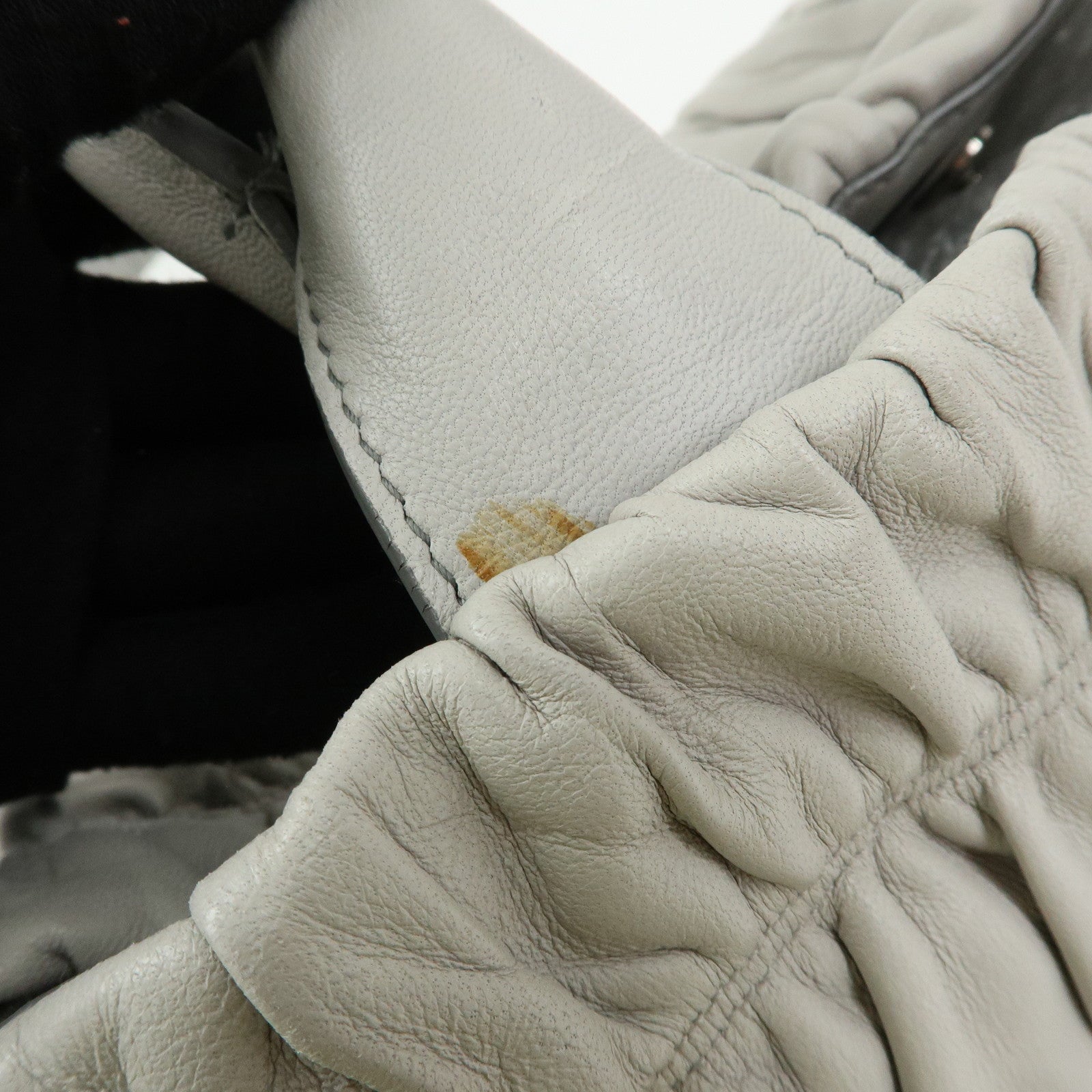 PRADA Canapa Nappa Gaufre Leather Gathered Large Tote Hand Bag