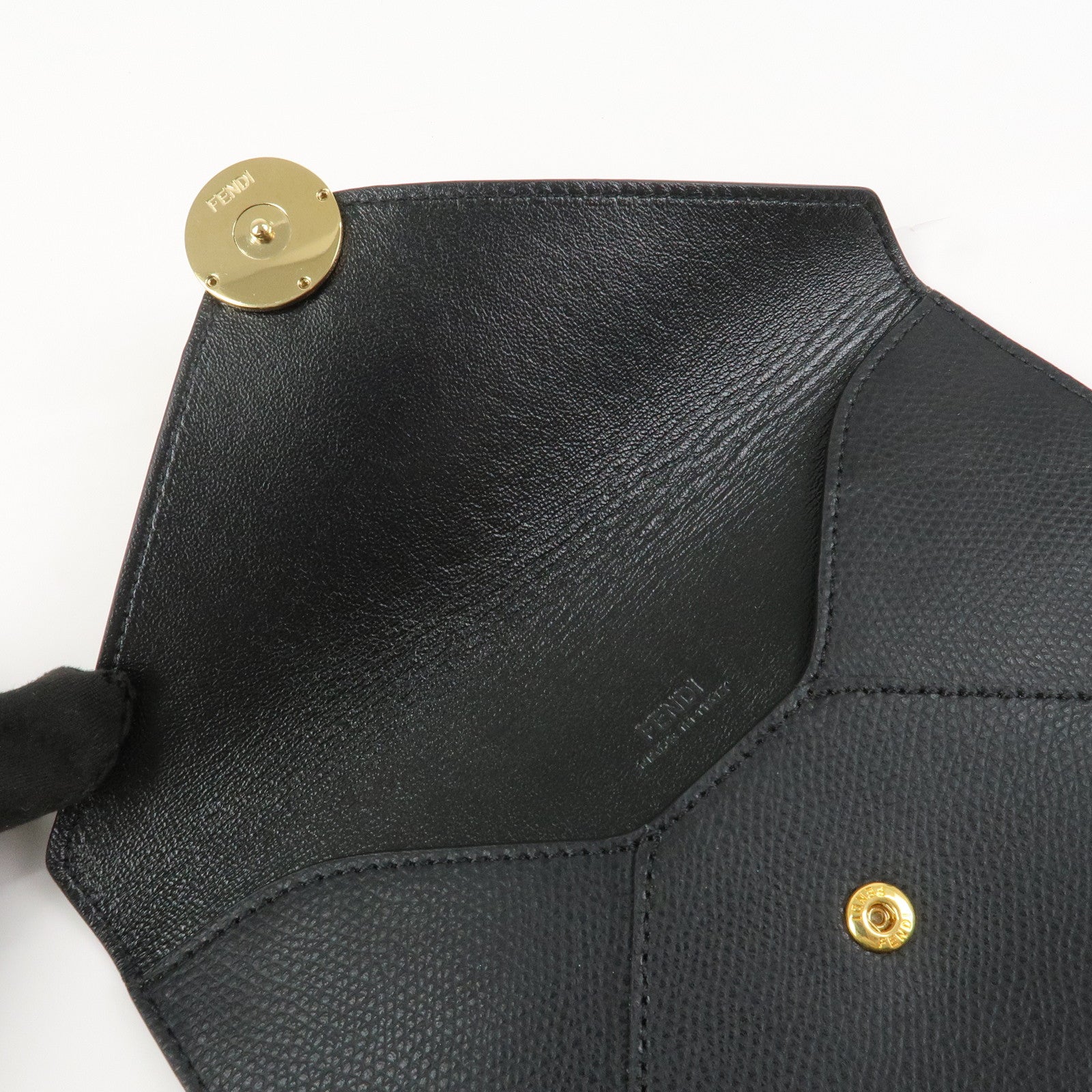 FENDI F IS FENDI Logo Leather Pouch Envelope Case Black 8N0151