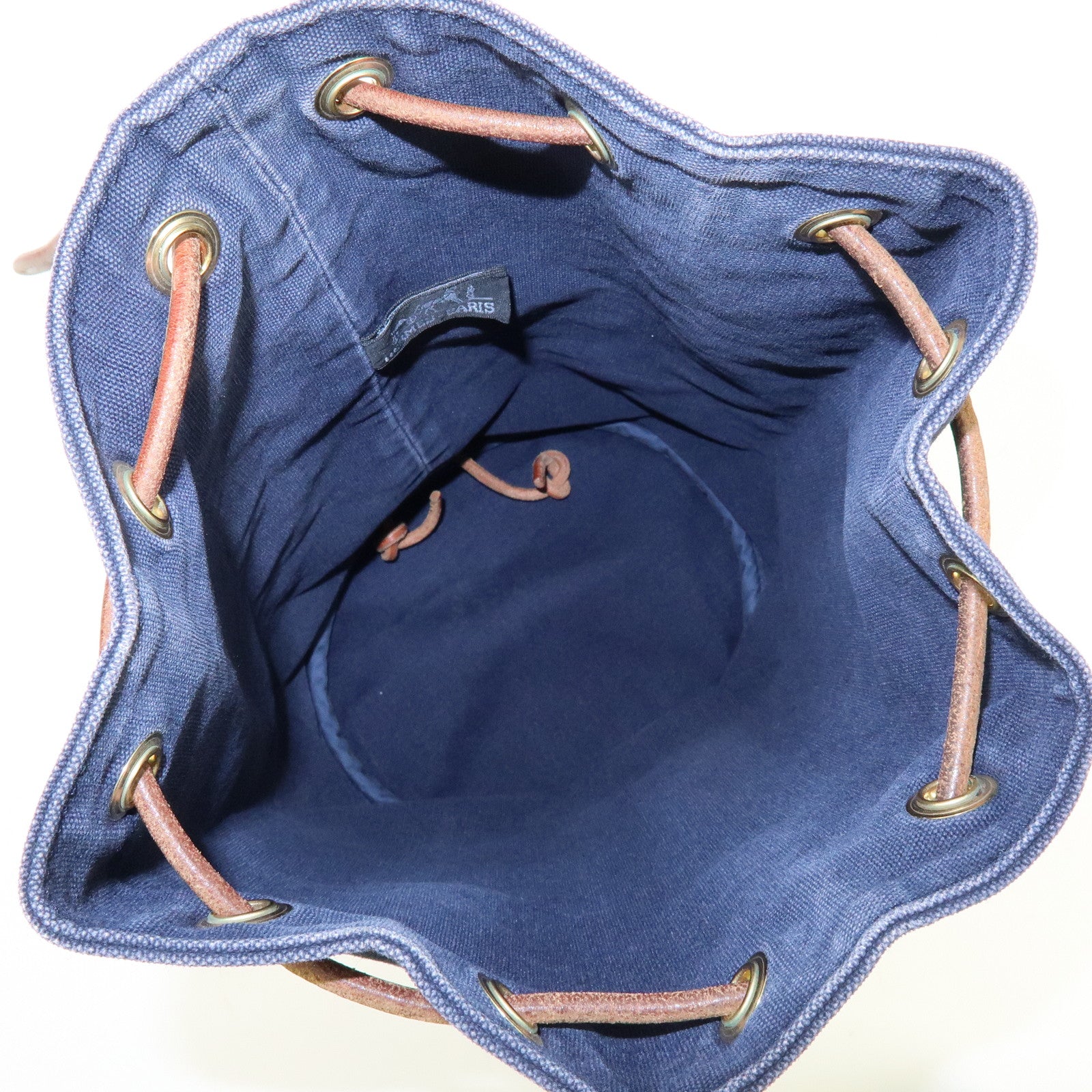 HERMES Canvas Leather Porochon Mimil PM Drawstring Shoulder Bag