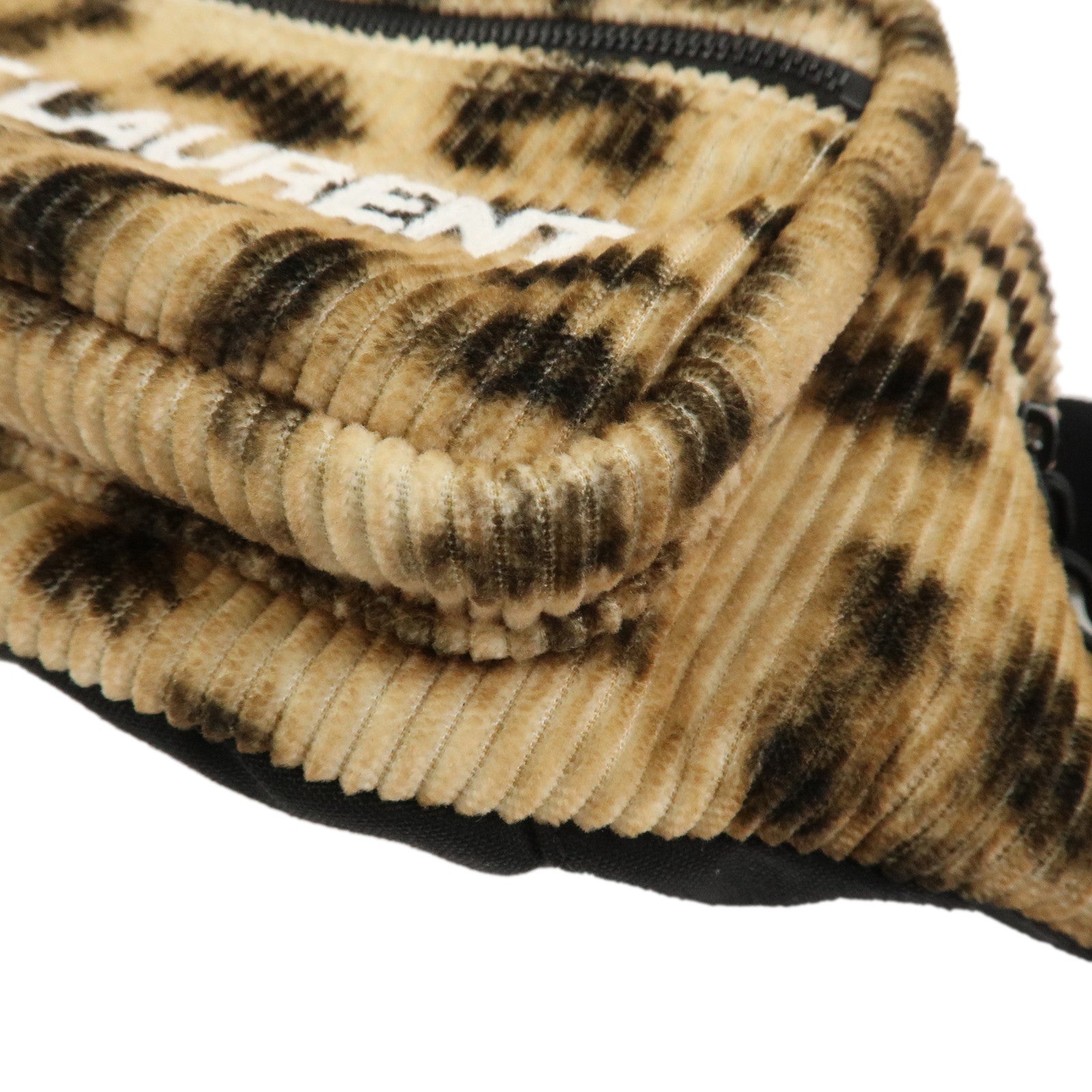Saint Laurent Paris Corduroy Nylon NUX Body Bag Leopard 581375