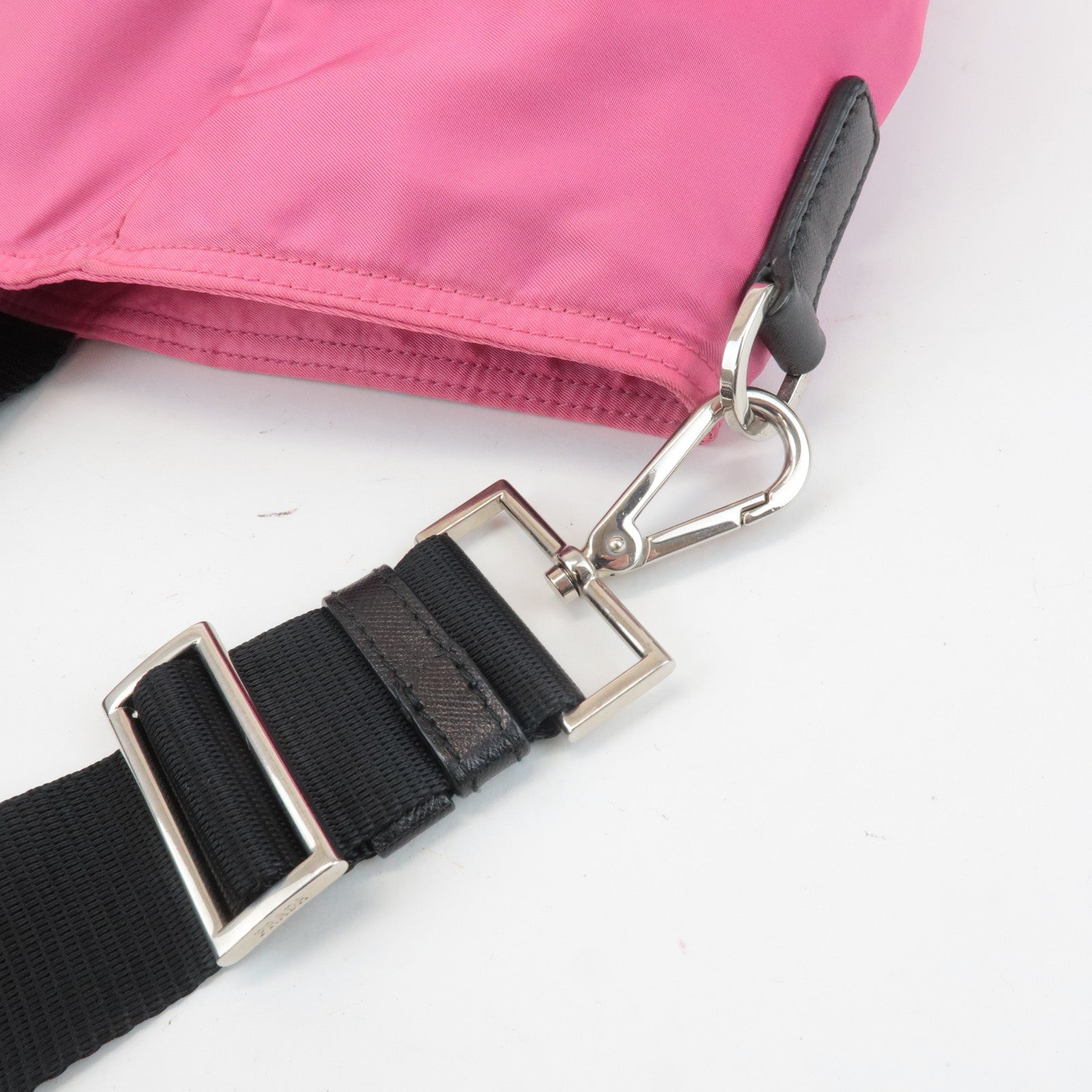 PRADA Triangle Logo Leather Nylon 2Way Bag Tote Bag Pink Black