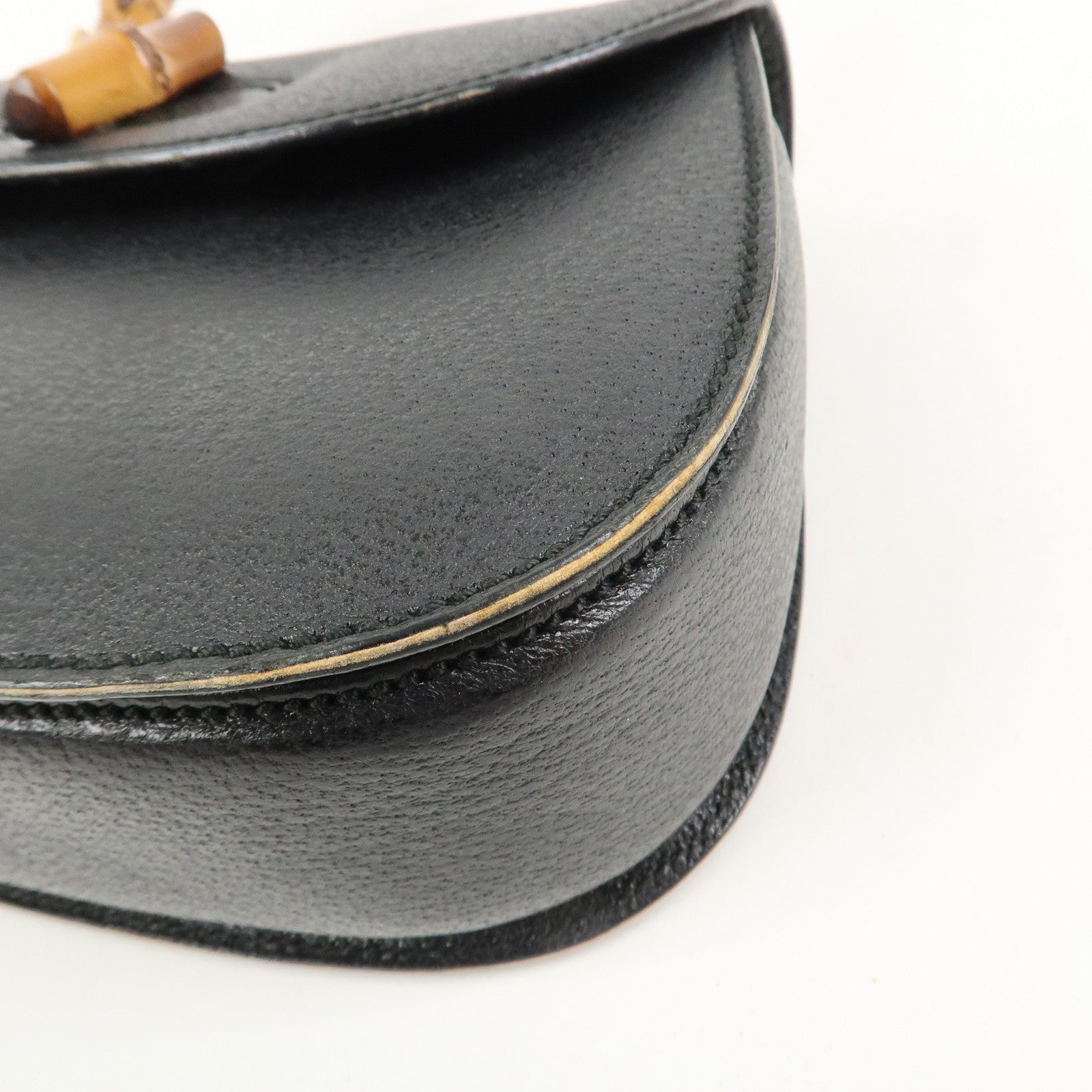 GUCCI Bamboo Leather 2Way Bag Hand Bag Shoulder Bag Black 000・2013