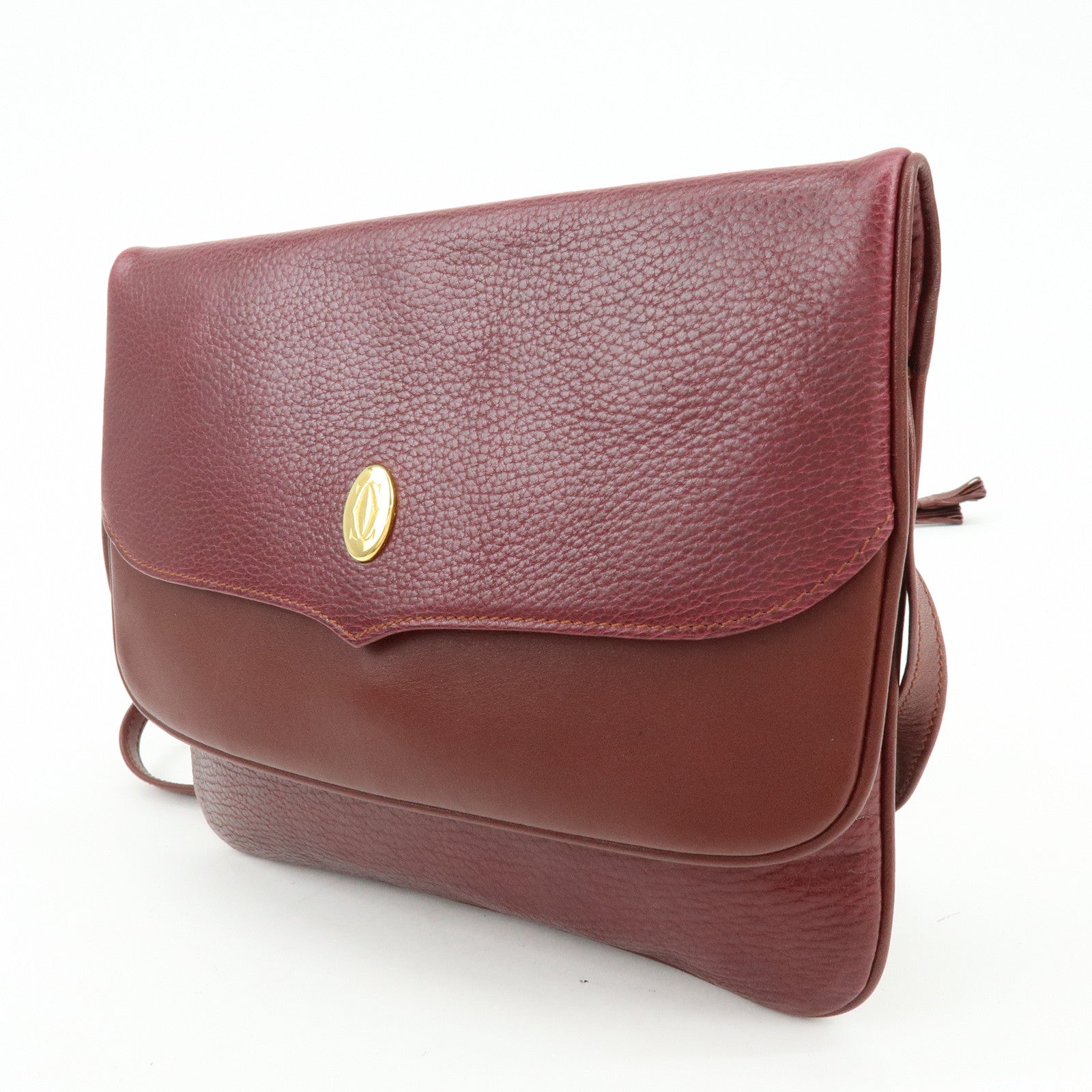 Cartier Must de Cartier Leather Shoulder Bag Crossbody Bag Bordeaux