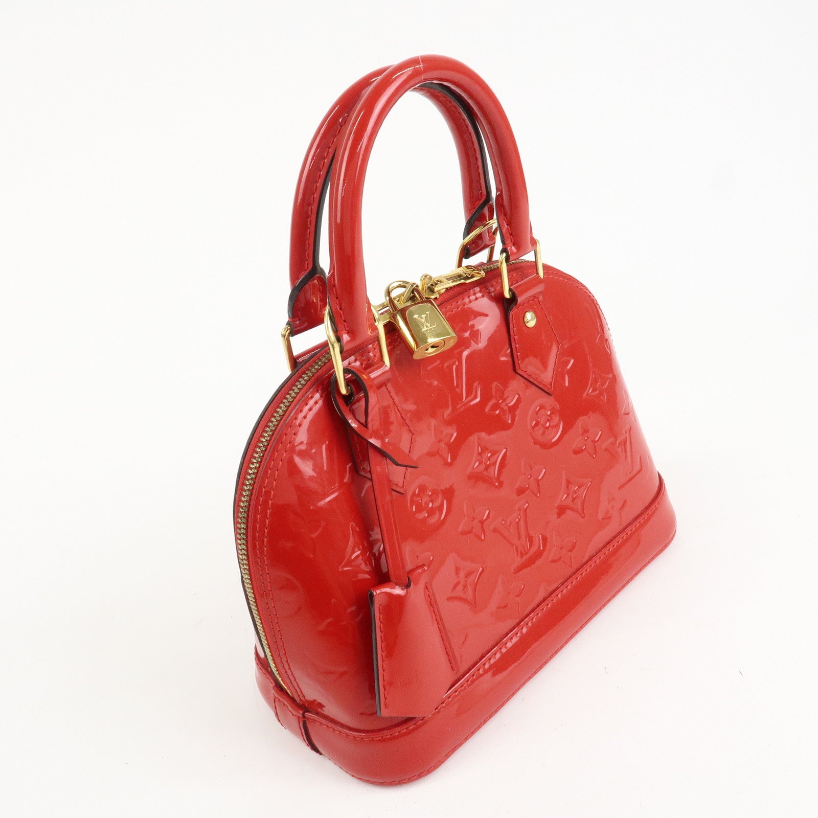 Louis Vuitton Monogram Vernis Alma BB 2Way Hand Bag Cerise M90174 Used