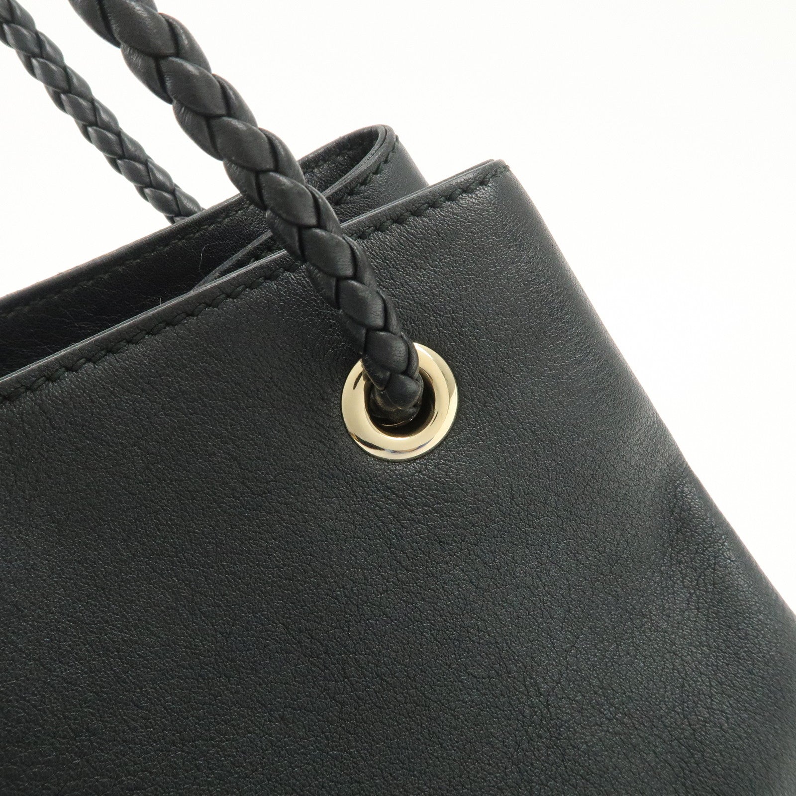 GUCCI Leather Tote Bag Shoulder Bag Black 419689 Used