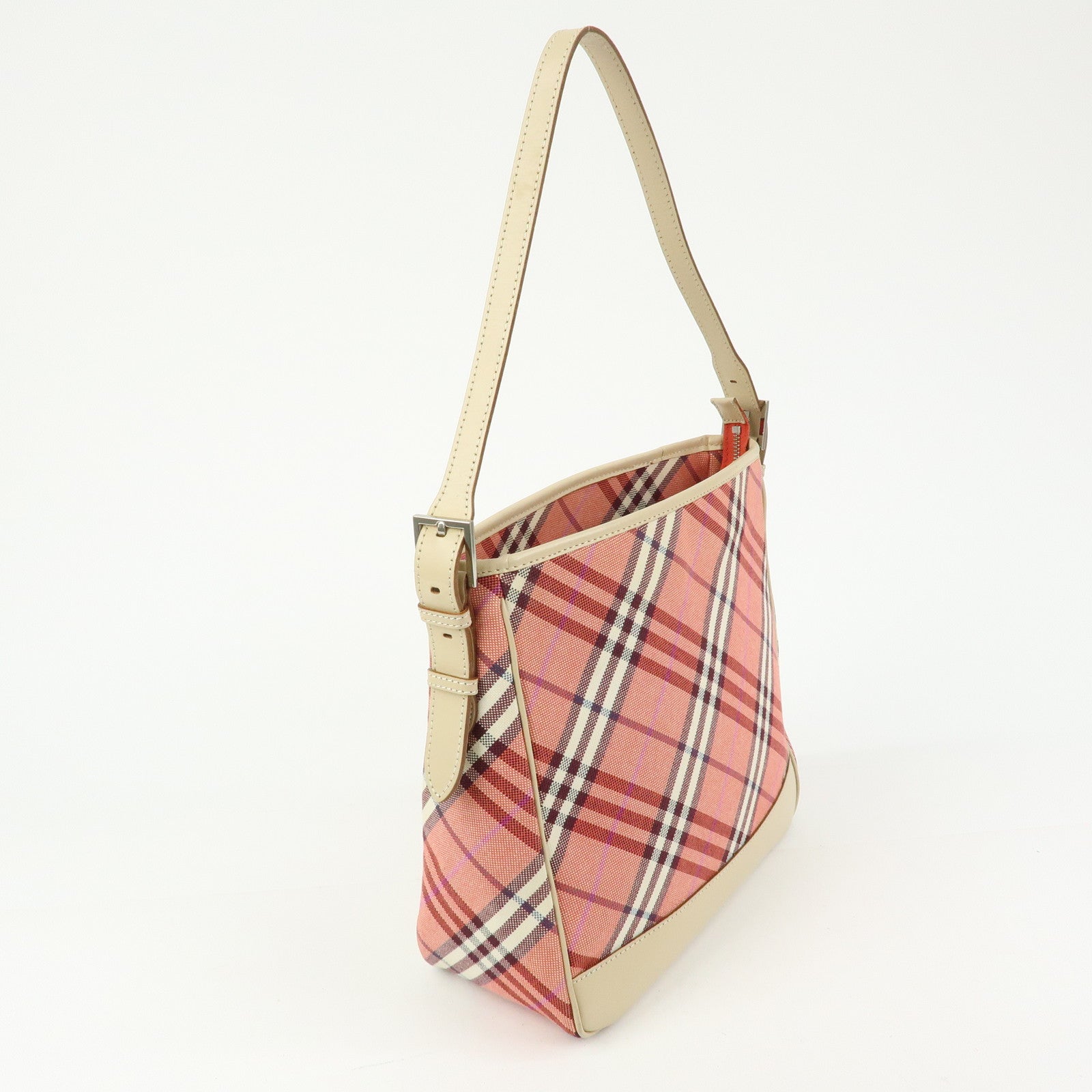 BURBERRY Blue Label Canvas Leather Shoulder Bag Hand Bag Pink Beige