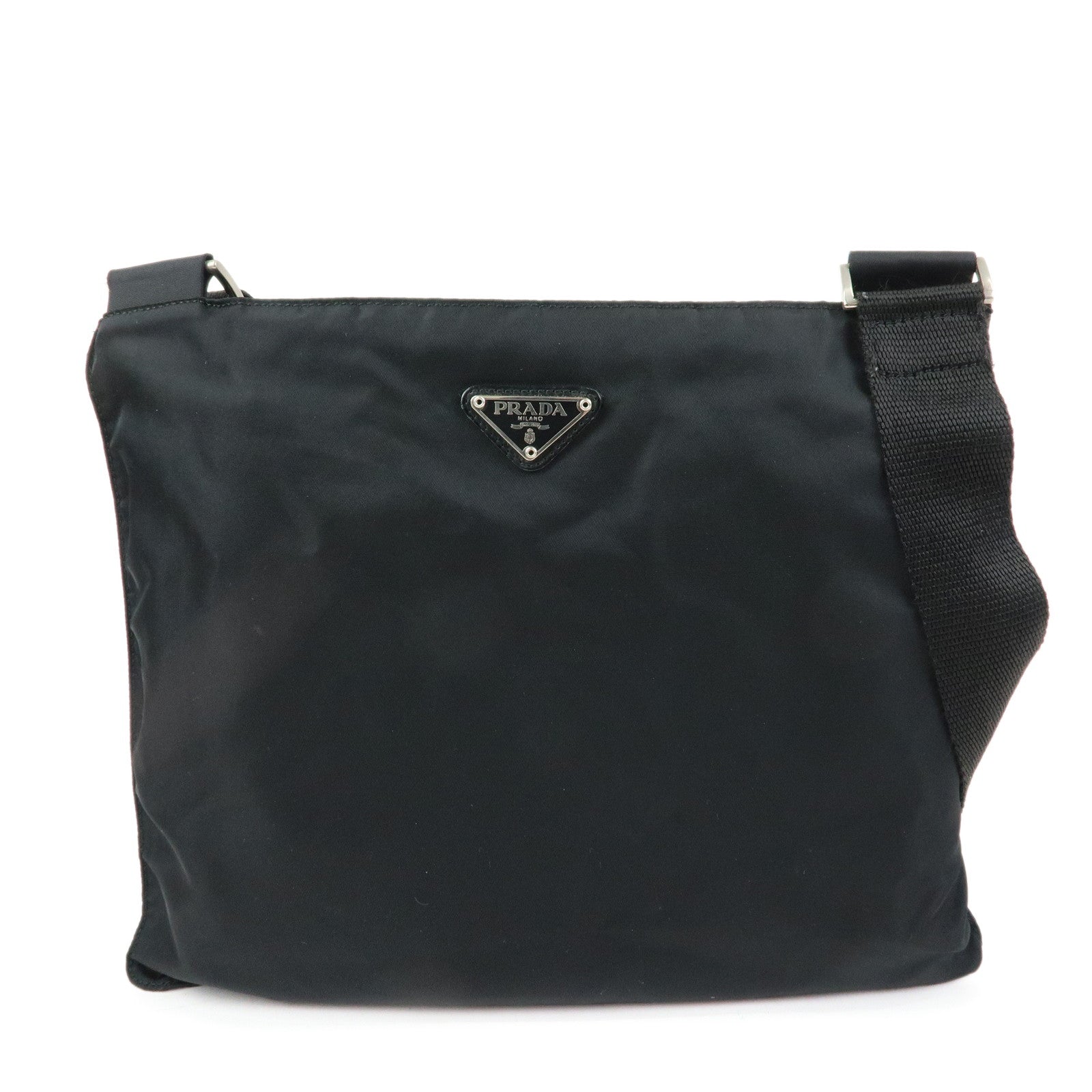 PRADA Triangle Logo Nylon Shoulder Bag Crossbody Bag Black BT0420