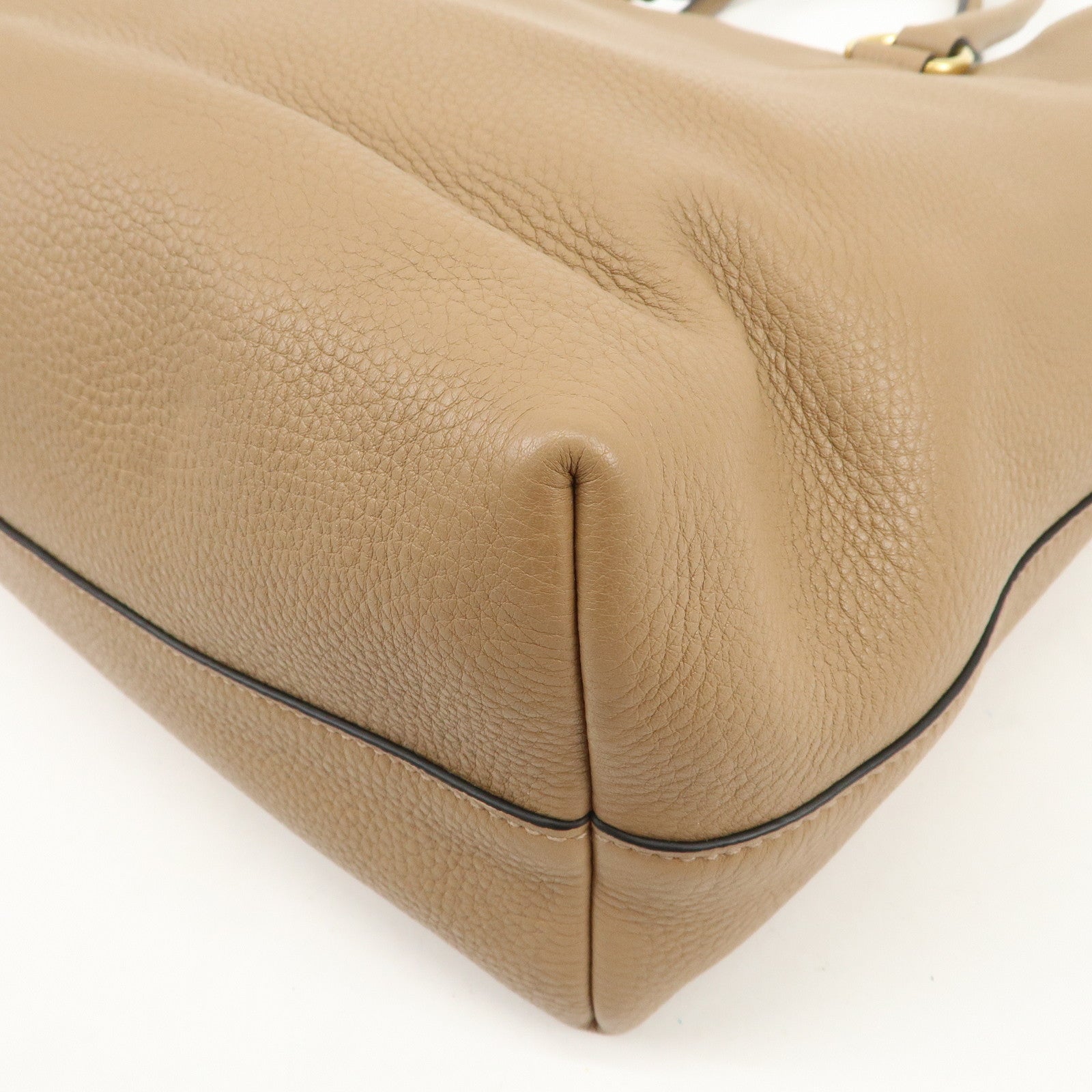 PRADA Logo Leather 2Way Bag Tote Bag Shoulder Bag Brown 1BG865