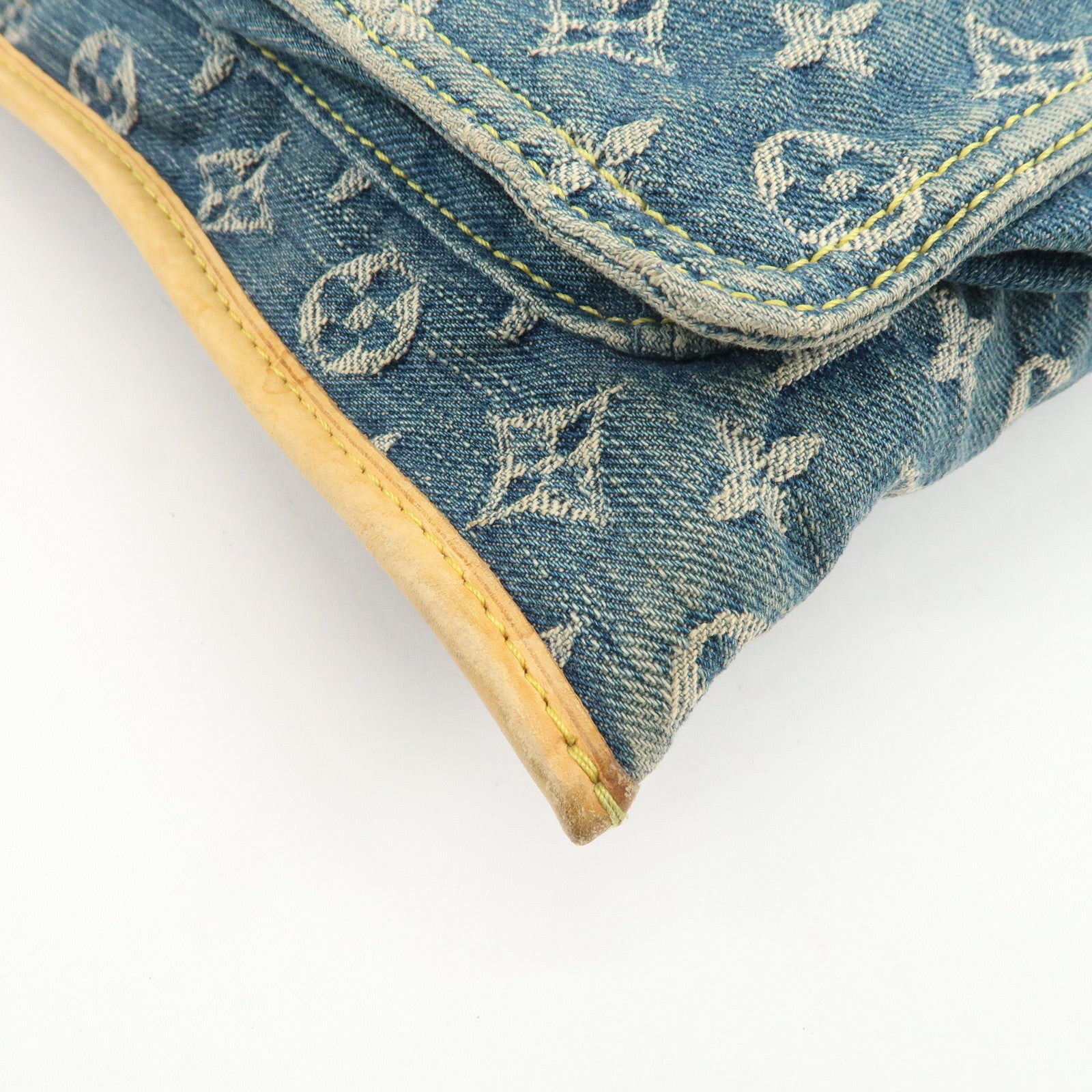 Louis Vuitton Monogram Denim Flat Shopper Tote Bag Blue M95018