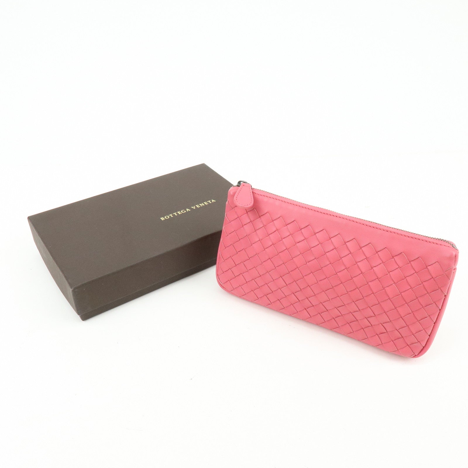 BOTTEGA VENETA Intrecciato Leather Pouch Cosmetic Pouch Pink 233810
