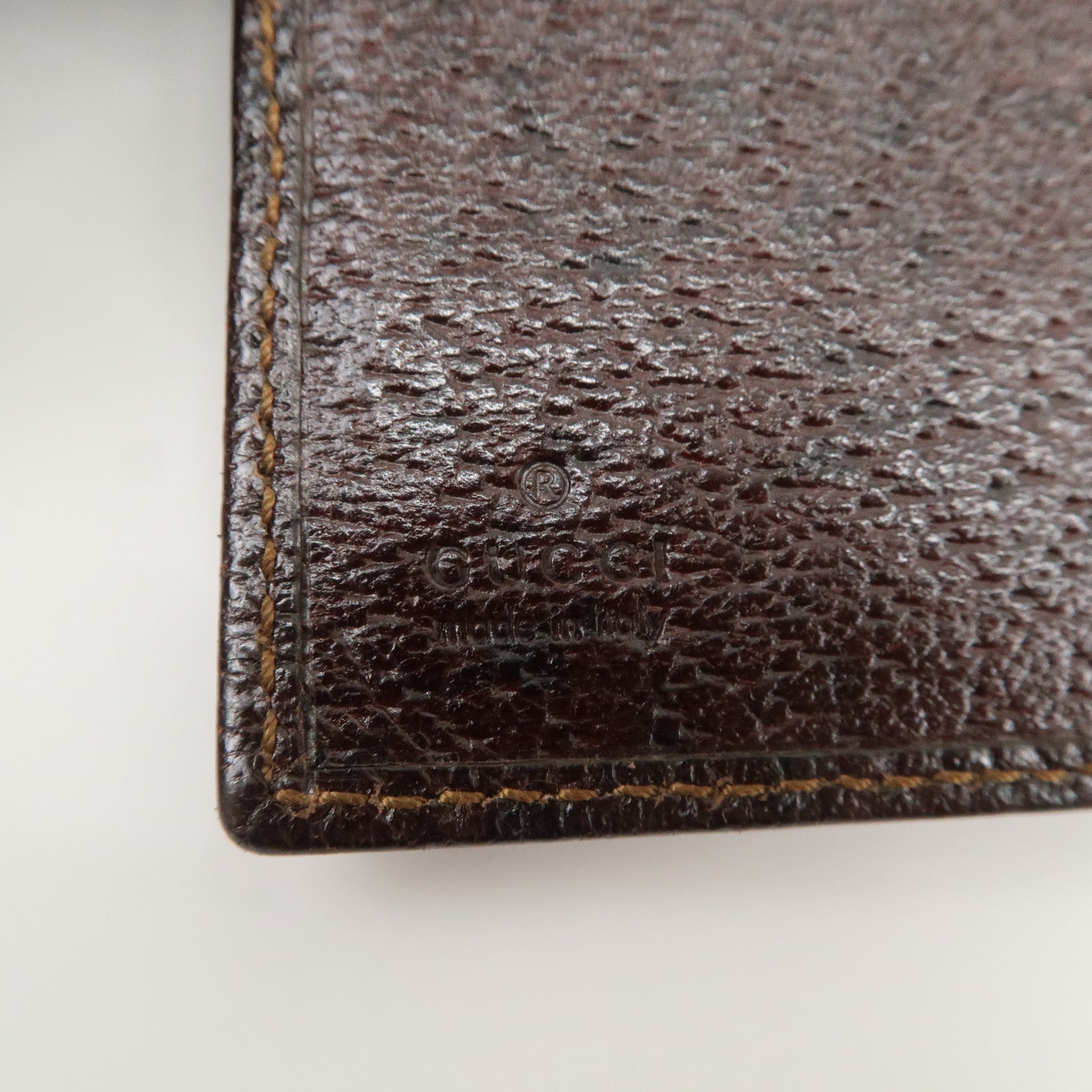 GUCCI Sherry Logo Leather Compact Wallet Brown 138073