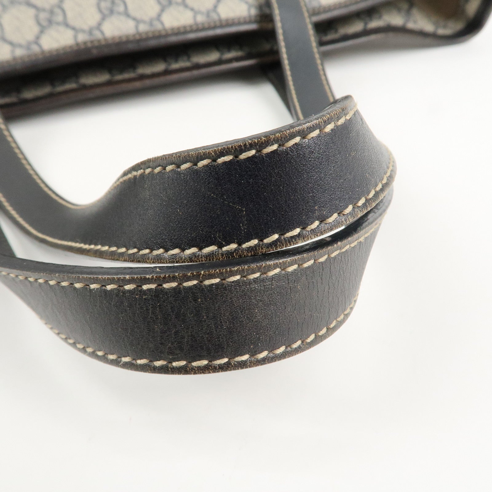 GUCCI GG Supreme Leather Tote Bag Hand Bag Beige Navy 211137