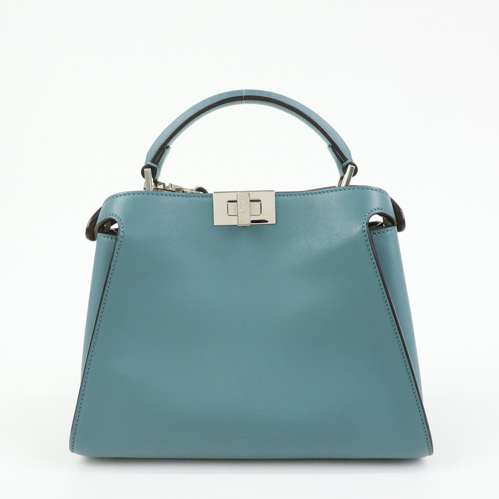 FENDI Peekaboo Iconic Essentially Leather 2Way Hand Bag Blue 8BN302