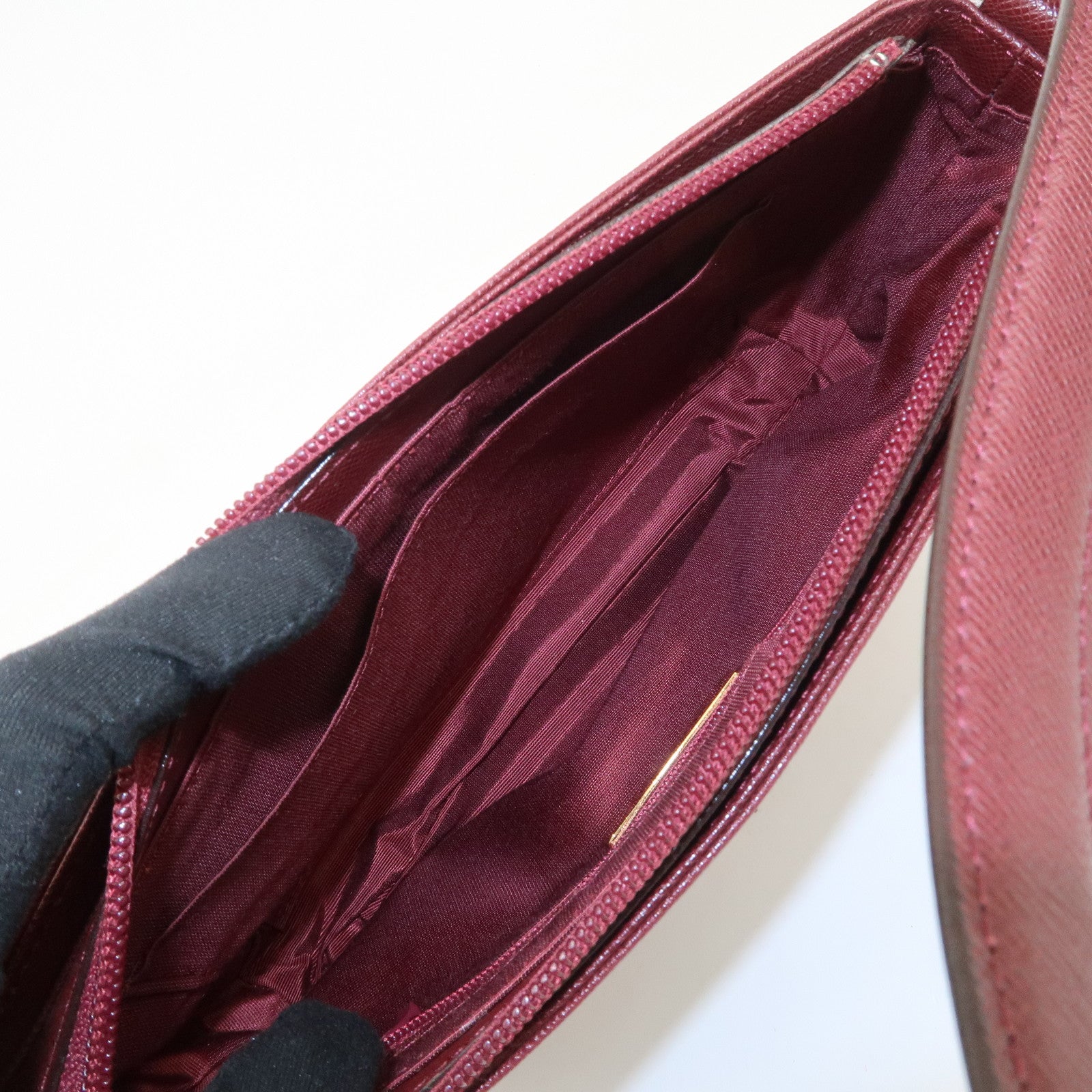 BURBERRY Leather Canvas Shoulder Bag Hand Bag Nova Plaid Bordeaux Used