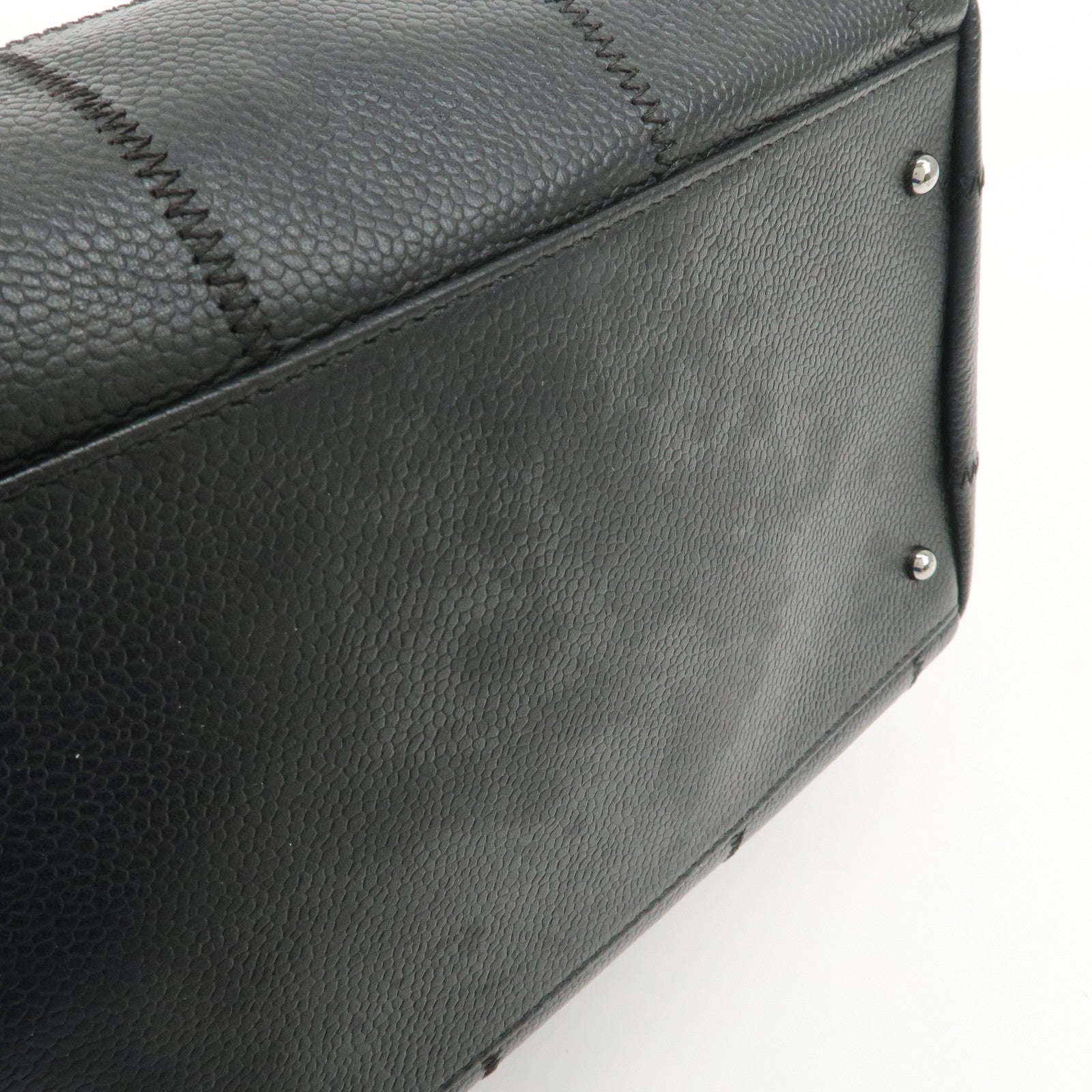 CHANEL Chocolate Bar Caviarskin Shoulder Bag Hand Bag Black