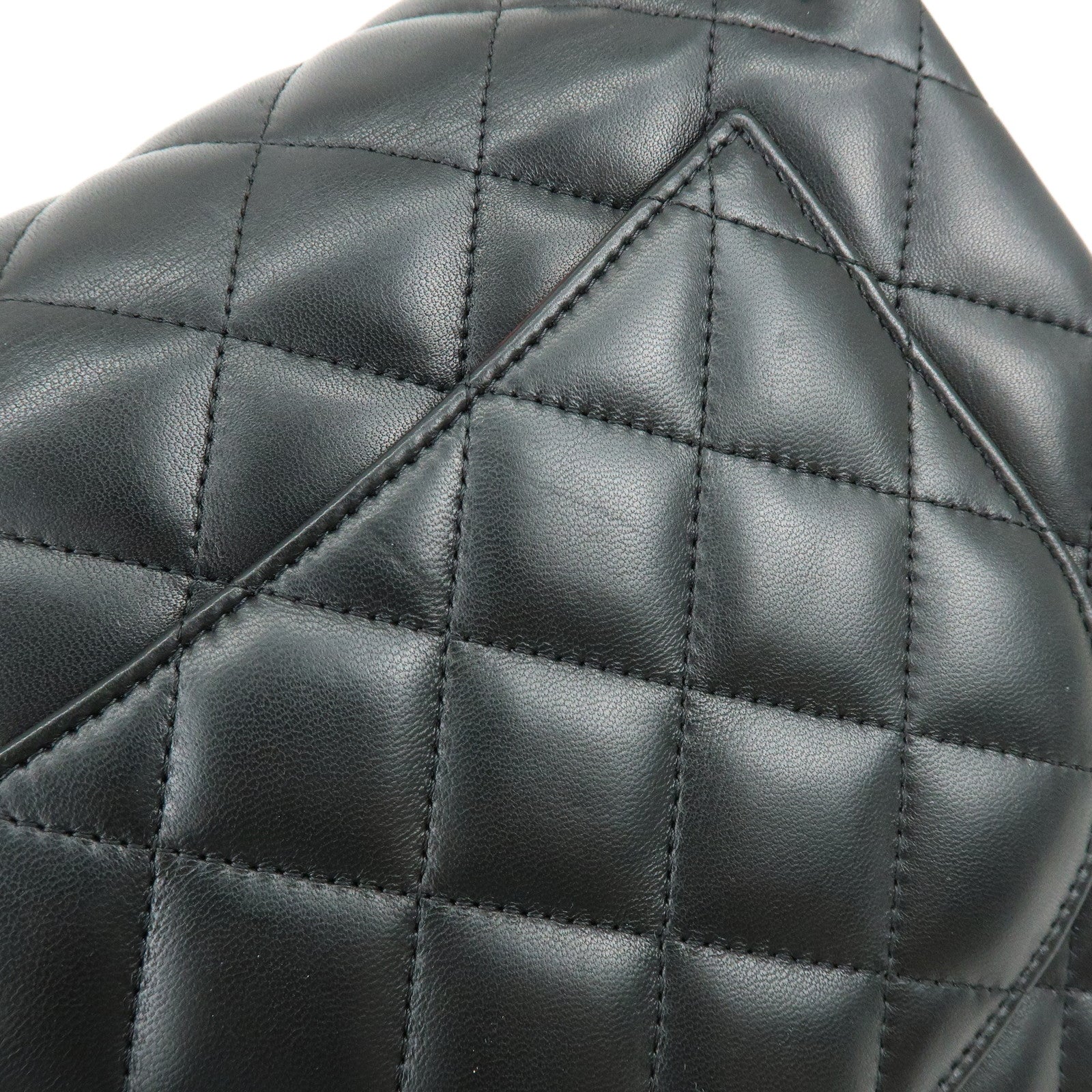 CHANEL Matelasse30 Lamb Skin W Flap Chain Shoulder Bag Black A58600