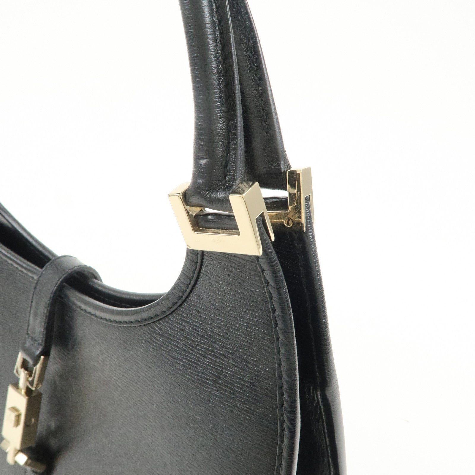 GUCCI Jackie Leather Hand Bag Black 01721