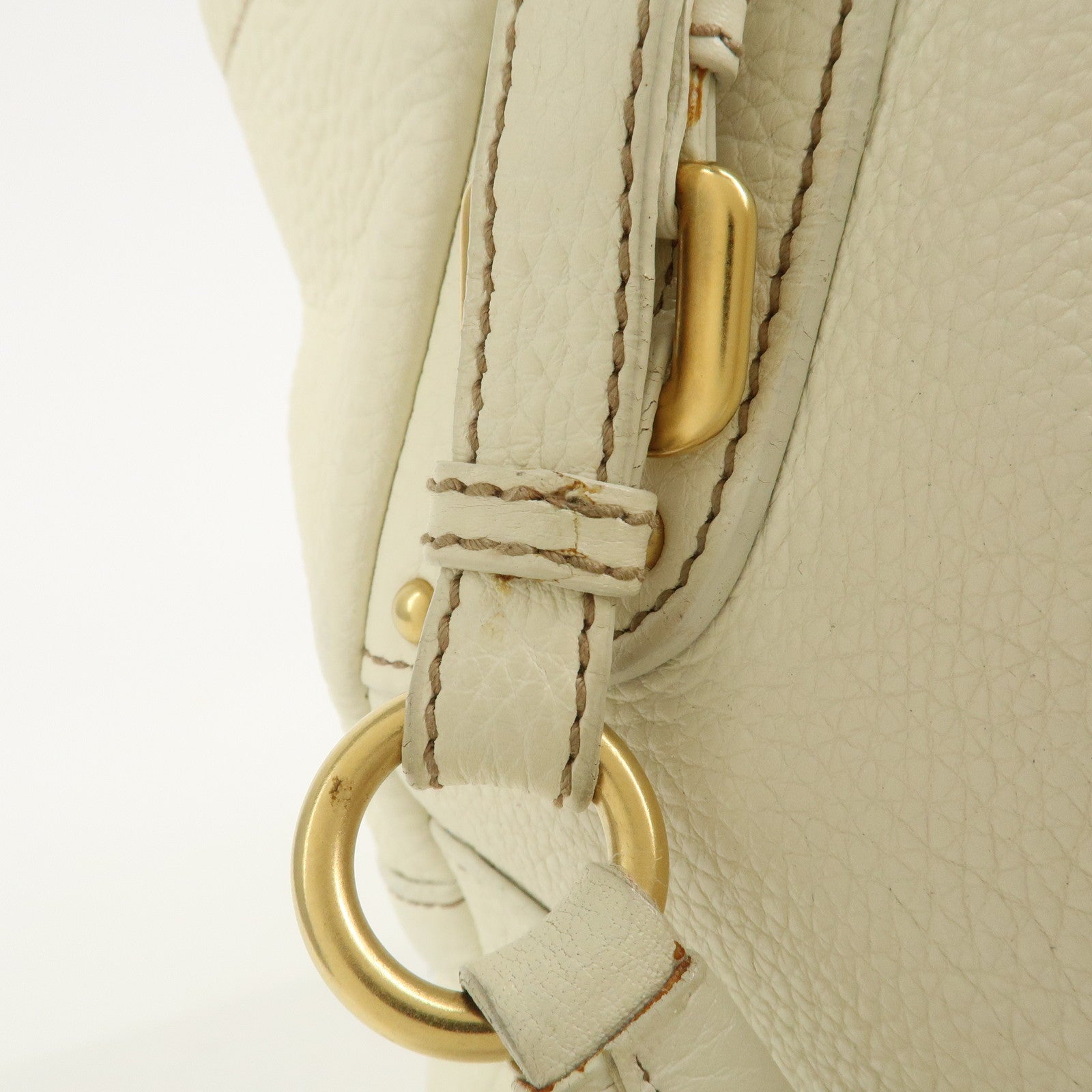 PRADA Logo Calf Leather Tote Bag Shoulder Bag Ivory BR3844