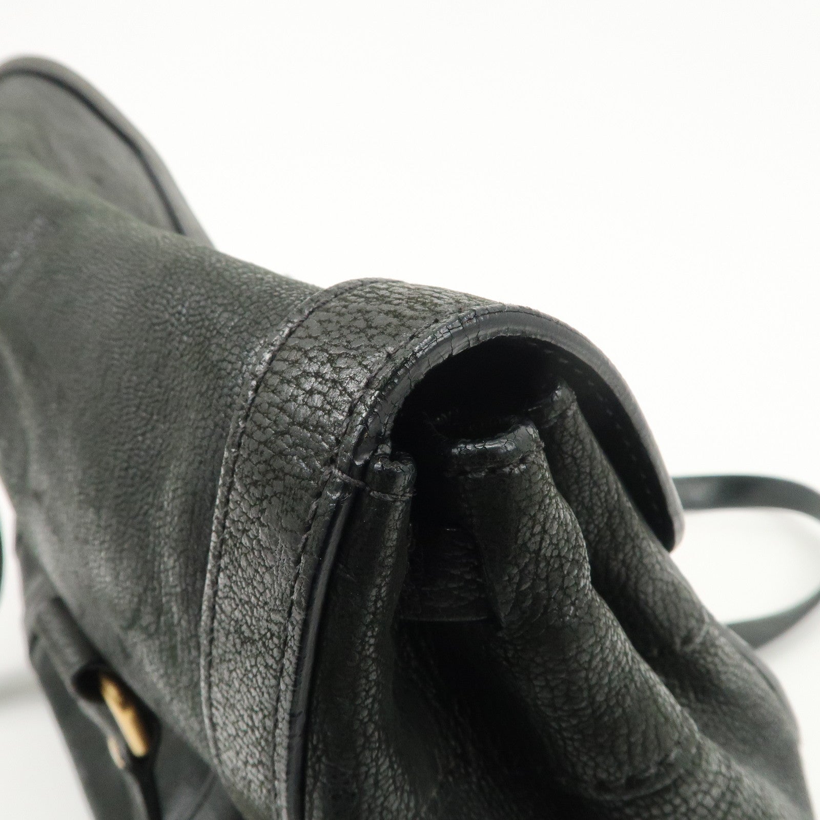 PRADA Leather Shoulder Bag Hand Bag Black BR3027 Used