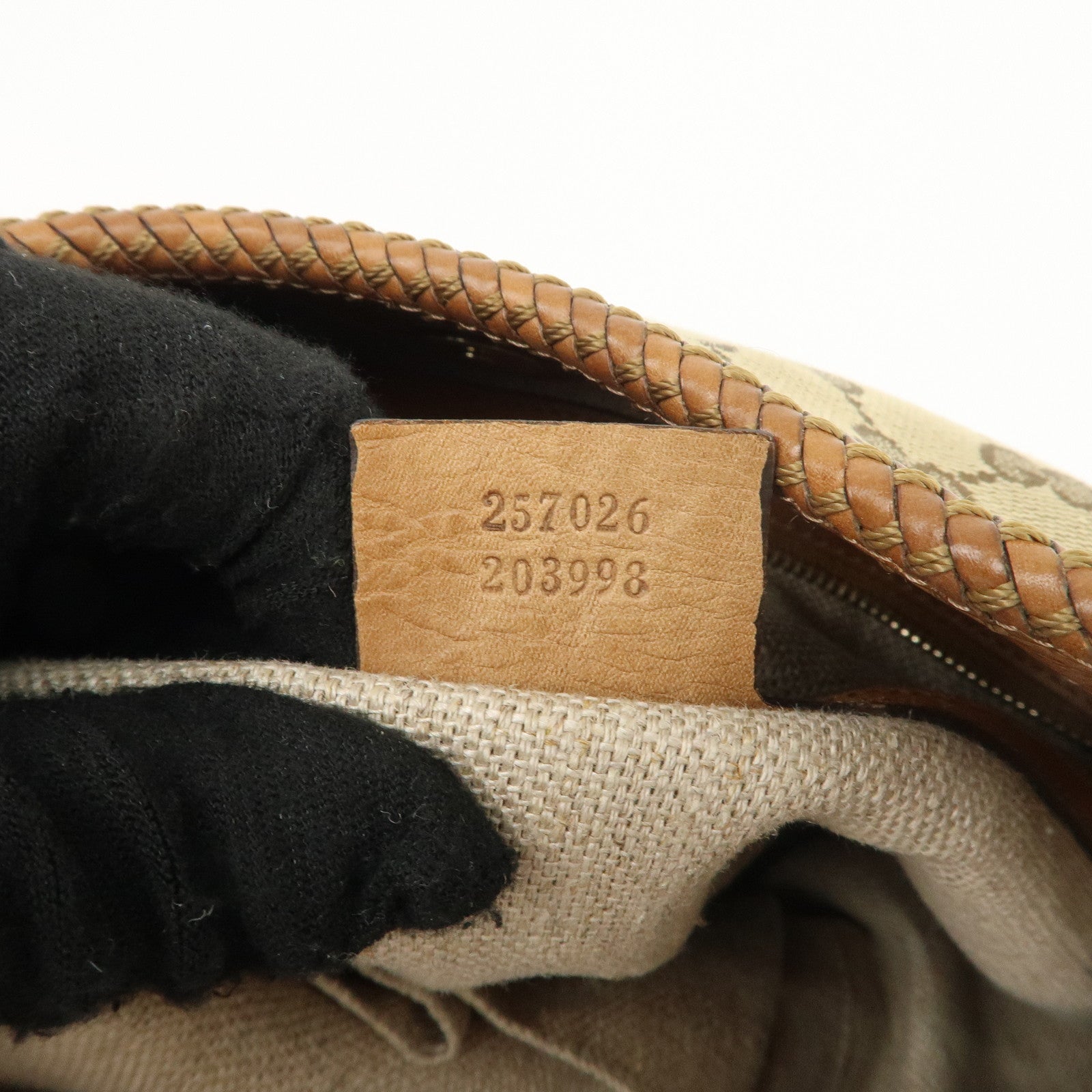 GUCCI Marrakech GG Canvas Leather Shoulder Bag Beige Brown 257026 Used