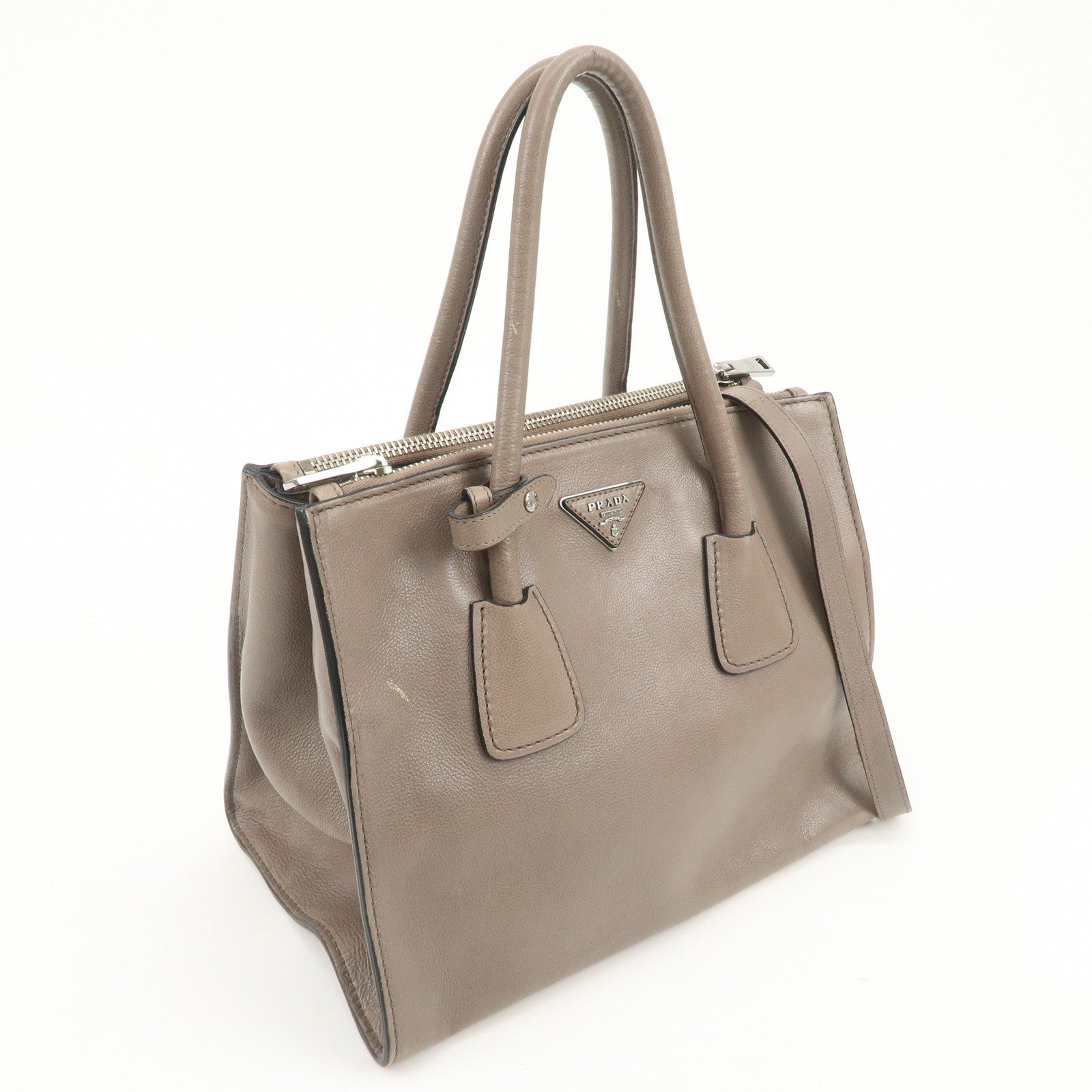 PRADA Triangle Logo 2Way Bag Hand Bag Shoulder Bag Gray BN2619