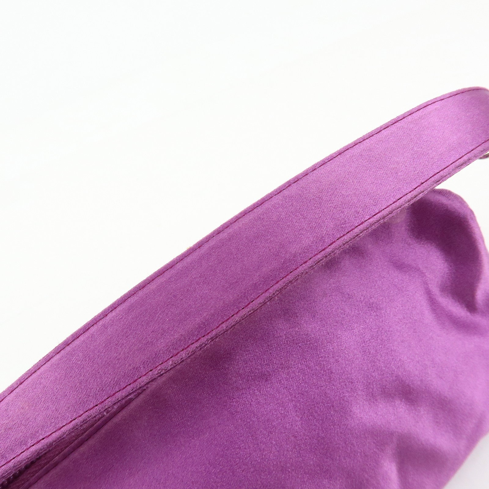PRADA Triangle Logo Satin Mini Hand Bag Pochette Pouch Purple