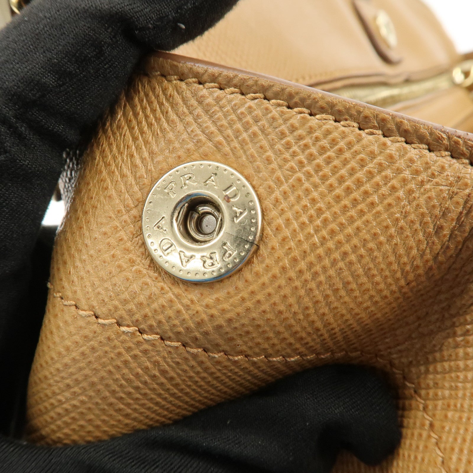 PRADA Leather 2Way Bag Hand Bag Shoulder Bag Light Brown BN2572
