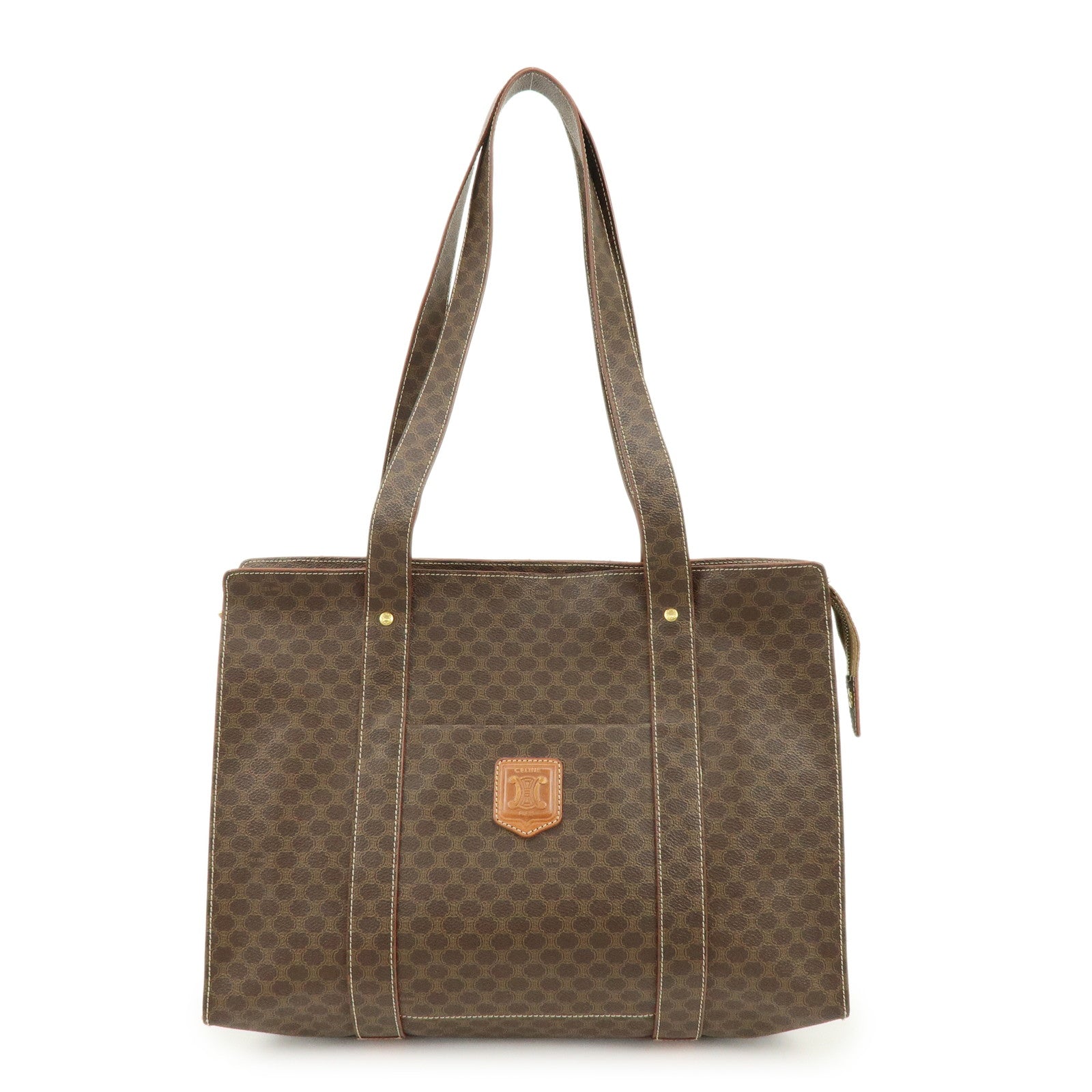 CELINE Macadam PVC Leather Tote Bag Shoulder Bag Brown