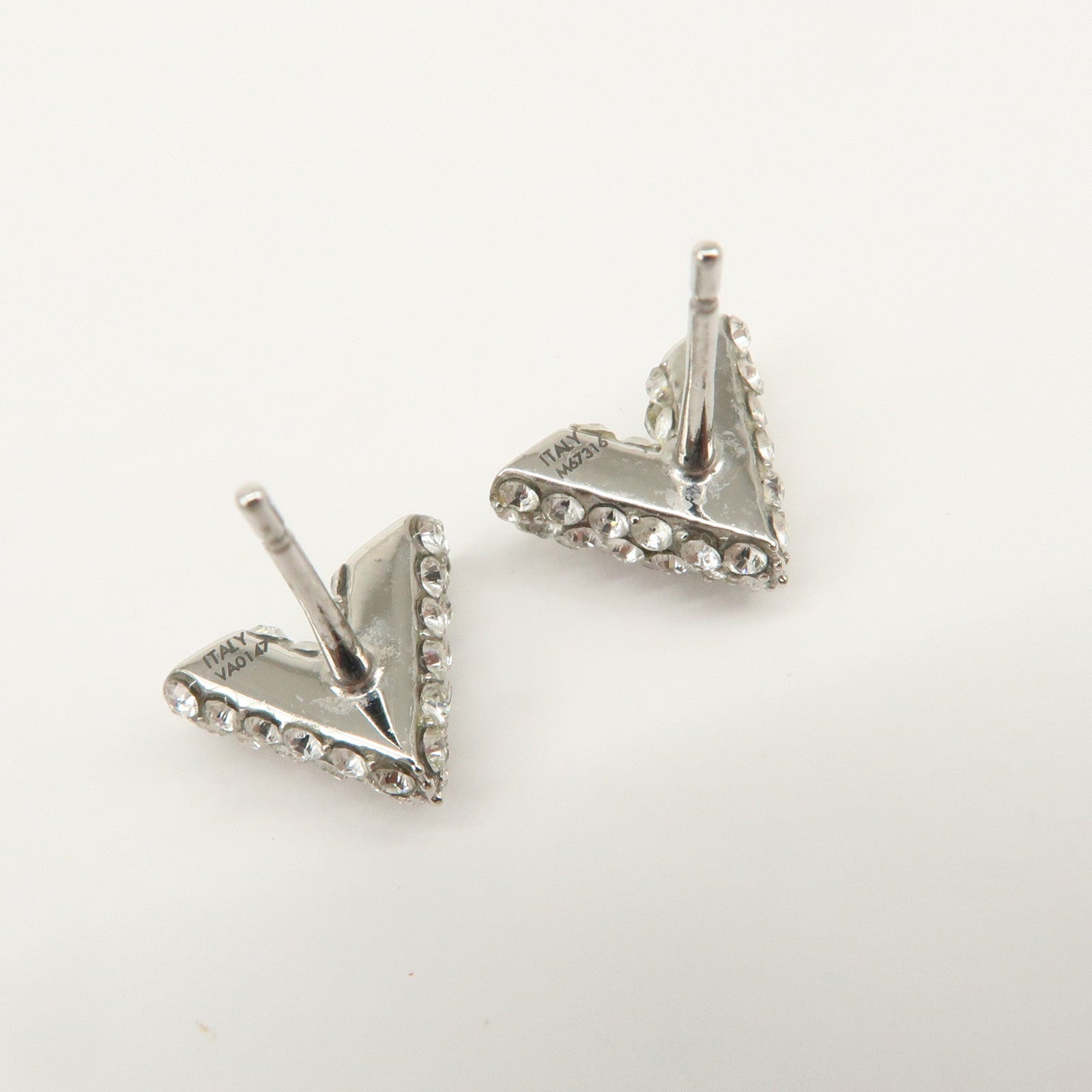 Louis Vuitton Essential V Strass Metal Earrings Silver M67316