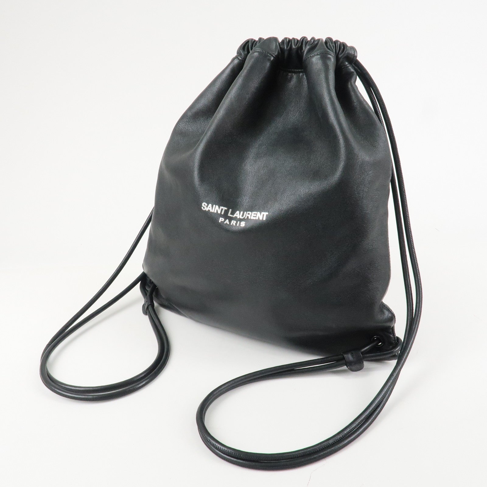 SAINT LAURENT PARIS Leather BackPack Rucksack Black Used