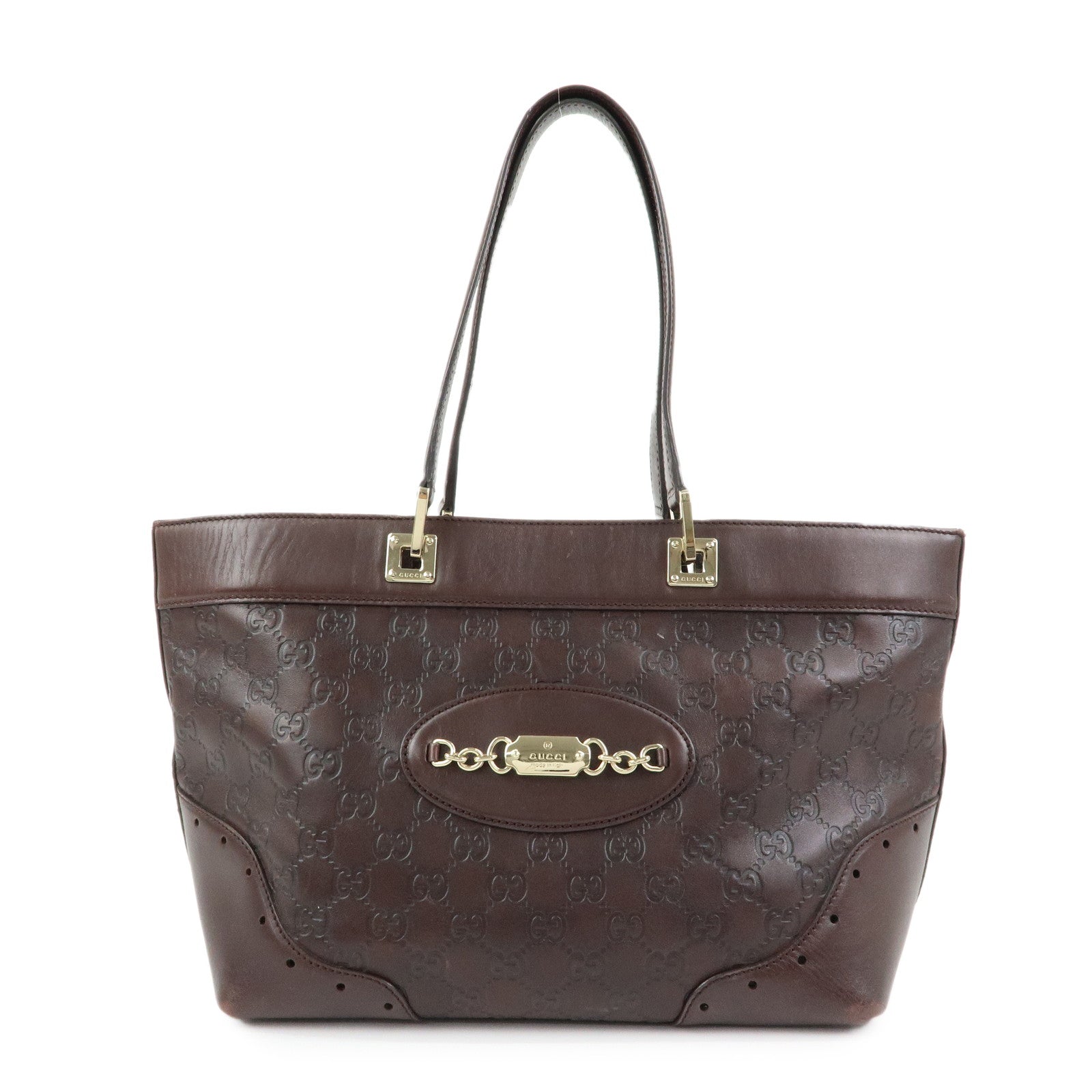 GUCCI Guccissima Leather Tote Bag Shoulder Bag Dark Brown 145993