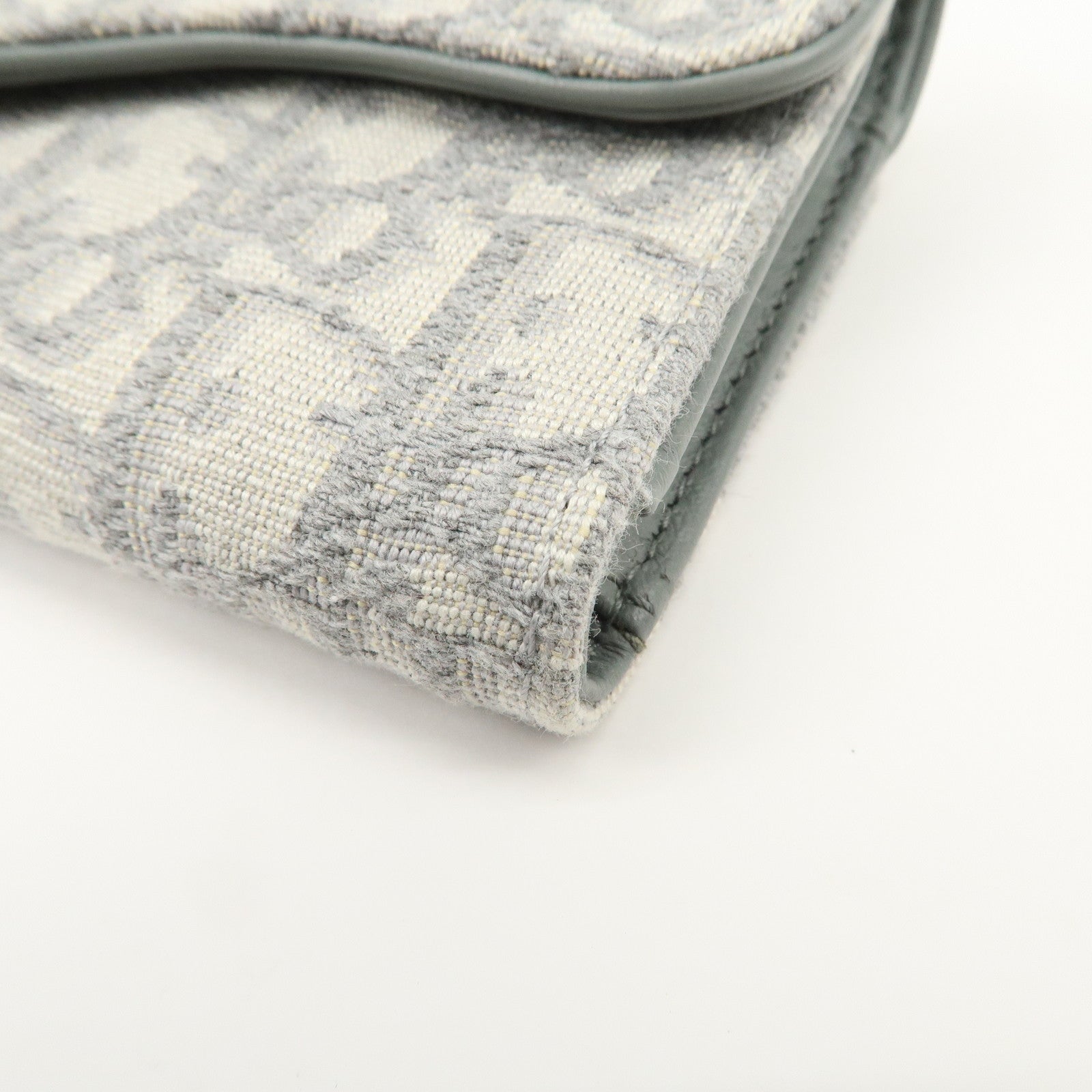 Christian Dior Oblique Jacquard Saddle Lotus Wallet Gray