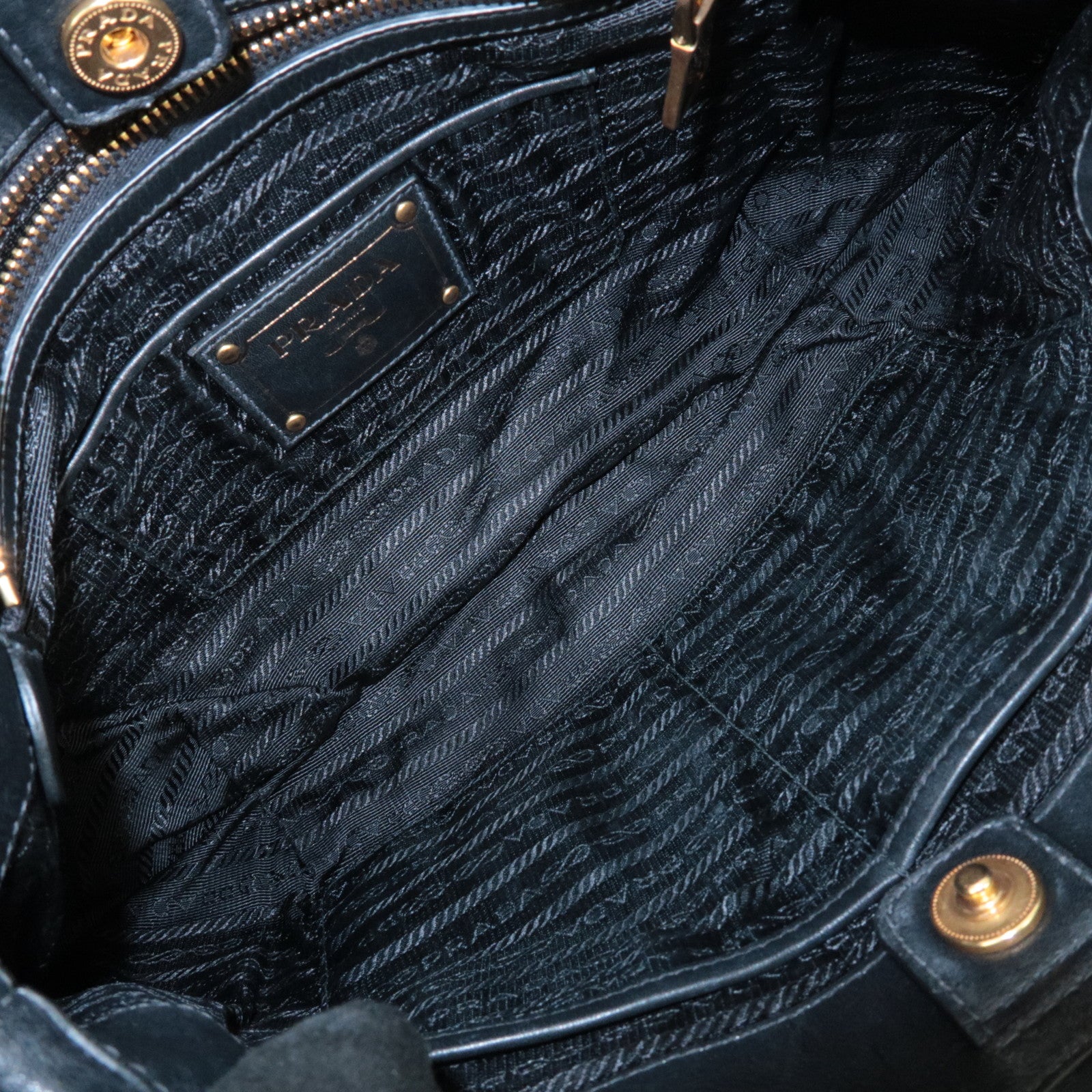 PRADA Logo Leather Shoulder Bag Hand Bag Black BR4930 Used