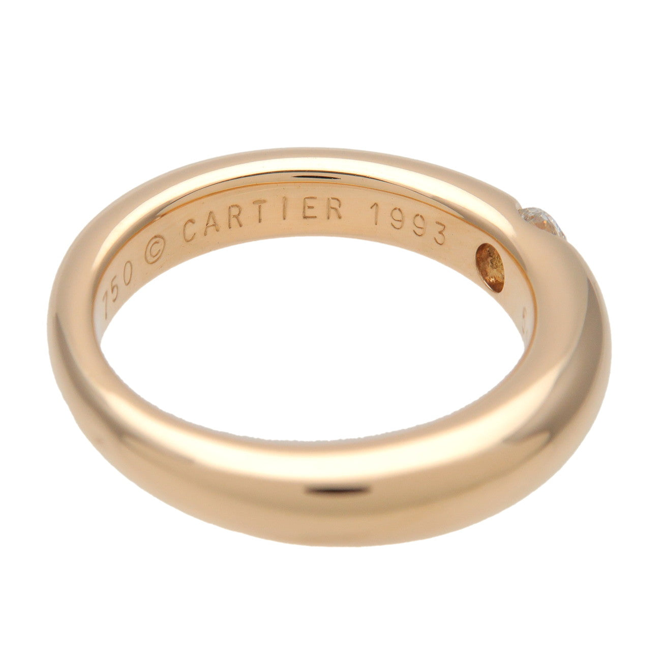 Cartier Ellipse 1P Diamond Ring K18 750YG #54 0.25ct US7 EU54 HK15