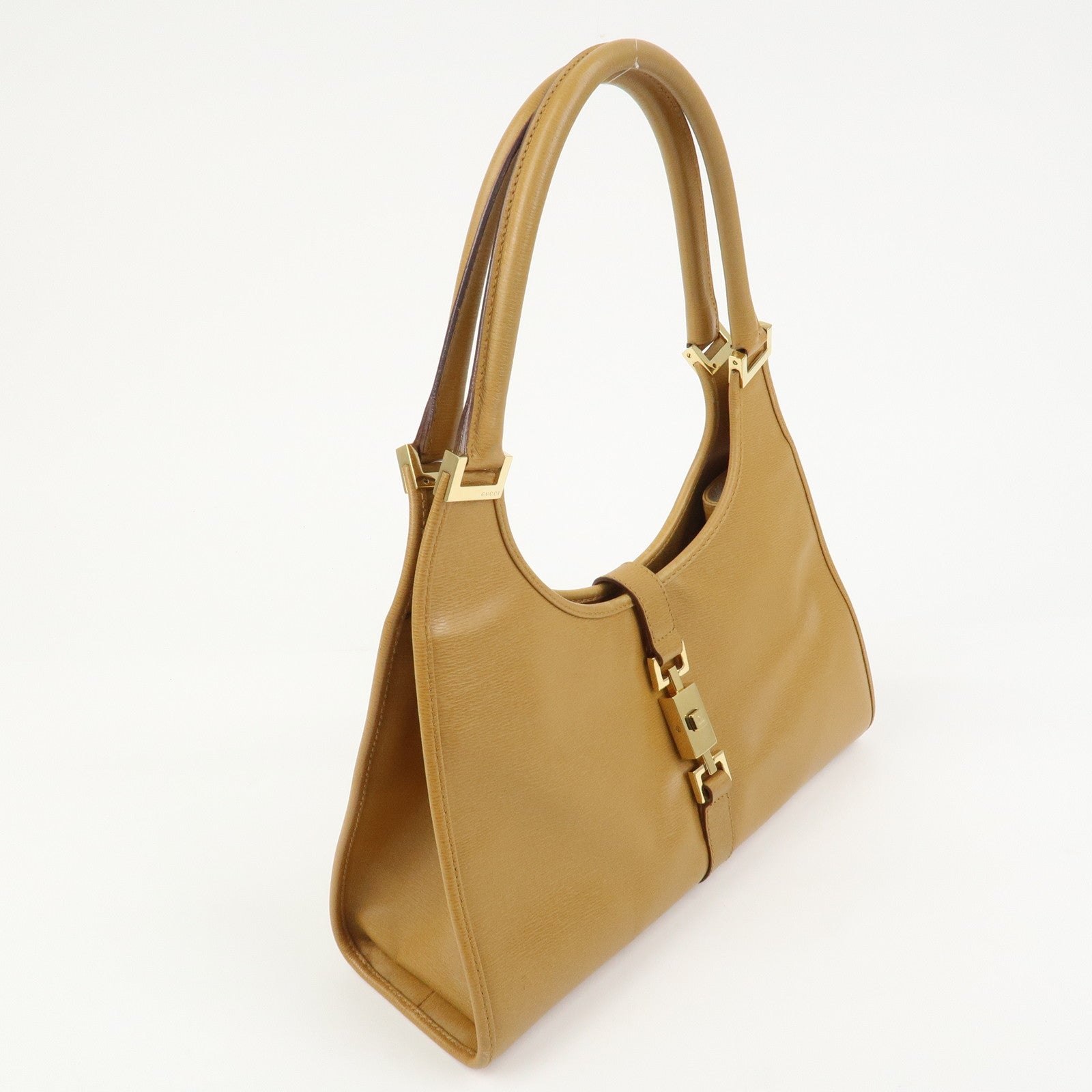 GUCCI Jackie Logo Leather Shoulder Bag Hand Bag Brown 002・1067