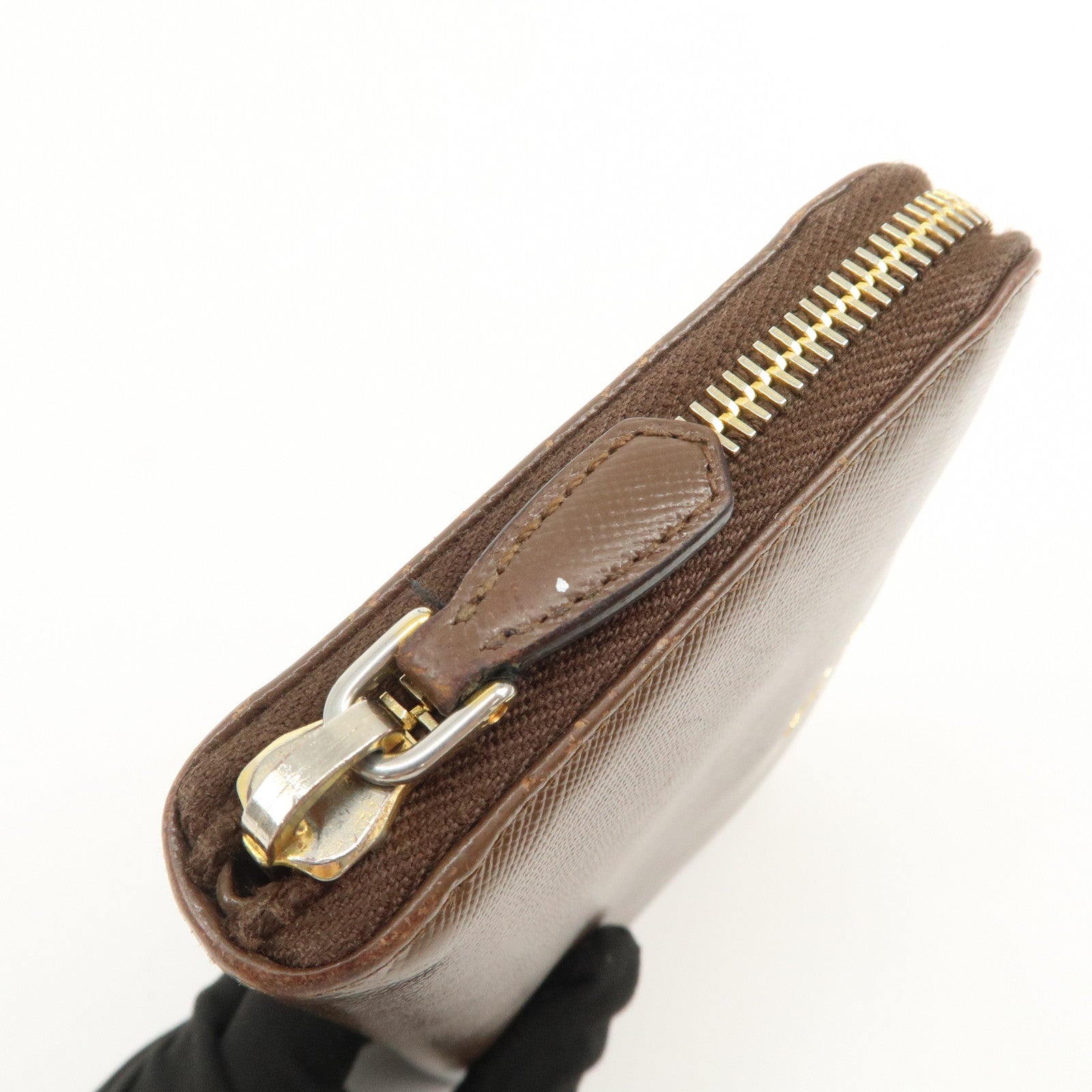 PRADA Triangle Logo Saffiano Leather Round Zippy Wallet 1M0506