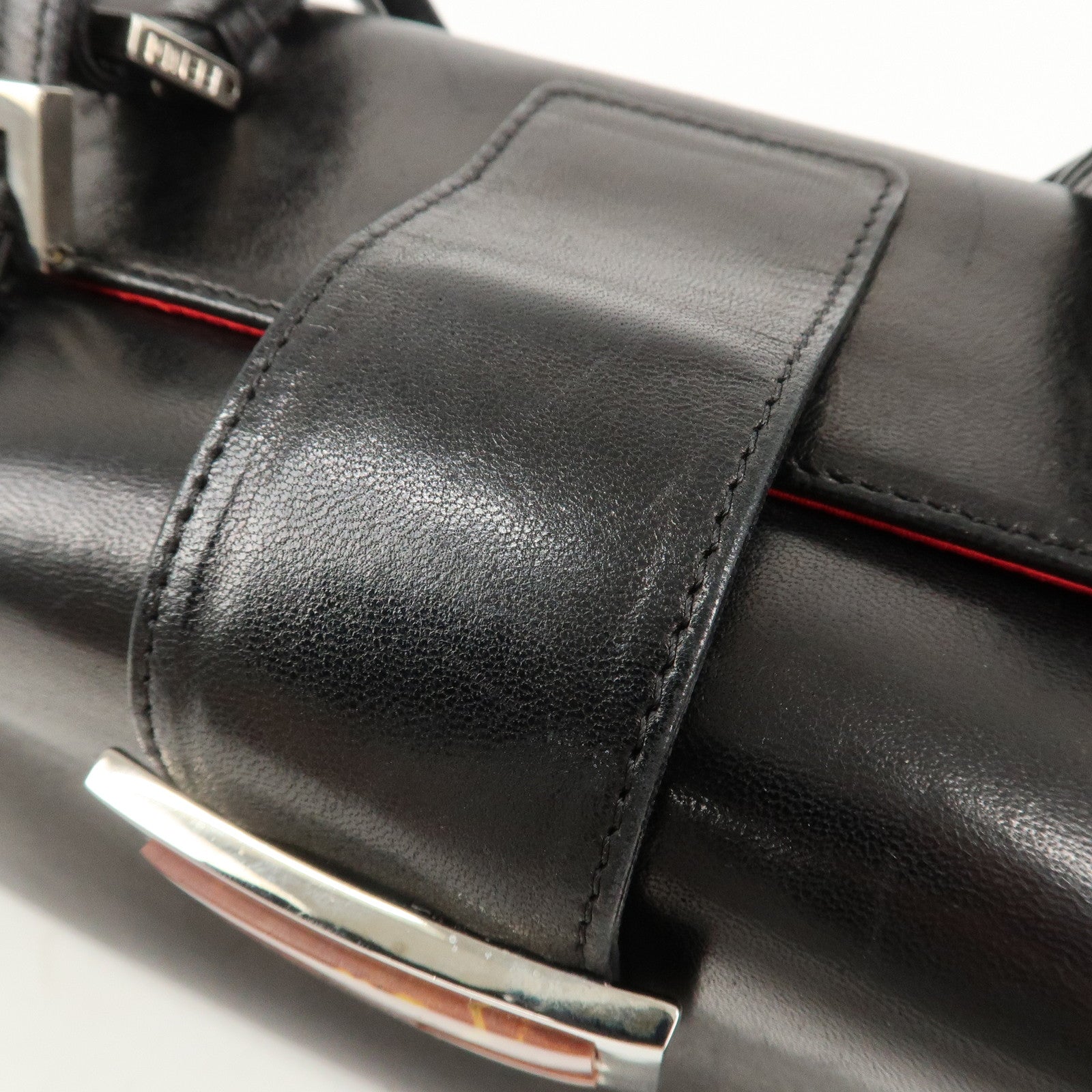 FENDI Nappa Leather Hand Bag Shoulder Bag Black 10163350001