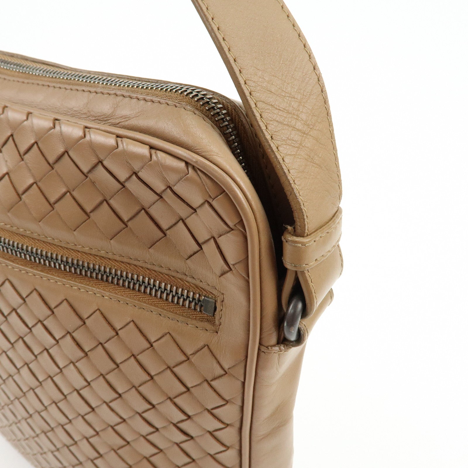 BOTTEGA VENETA Intrecciato Leather Shoulder Crossbody Bag Beige