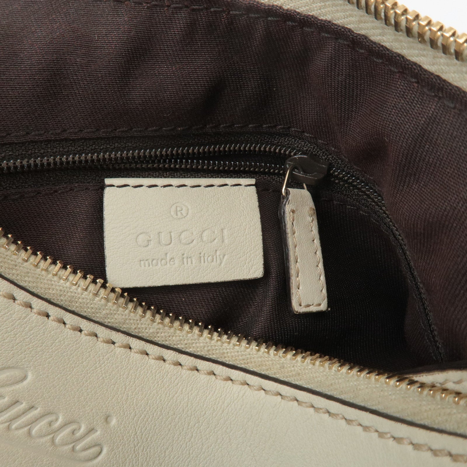 GUCCI Abbey Guccissima Leather Shoulder Bag Hand Bag Ivory 190525 Used