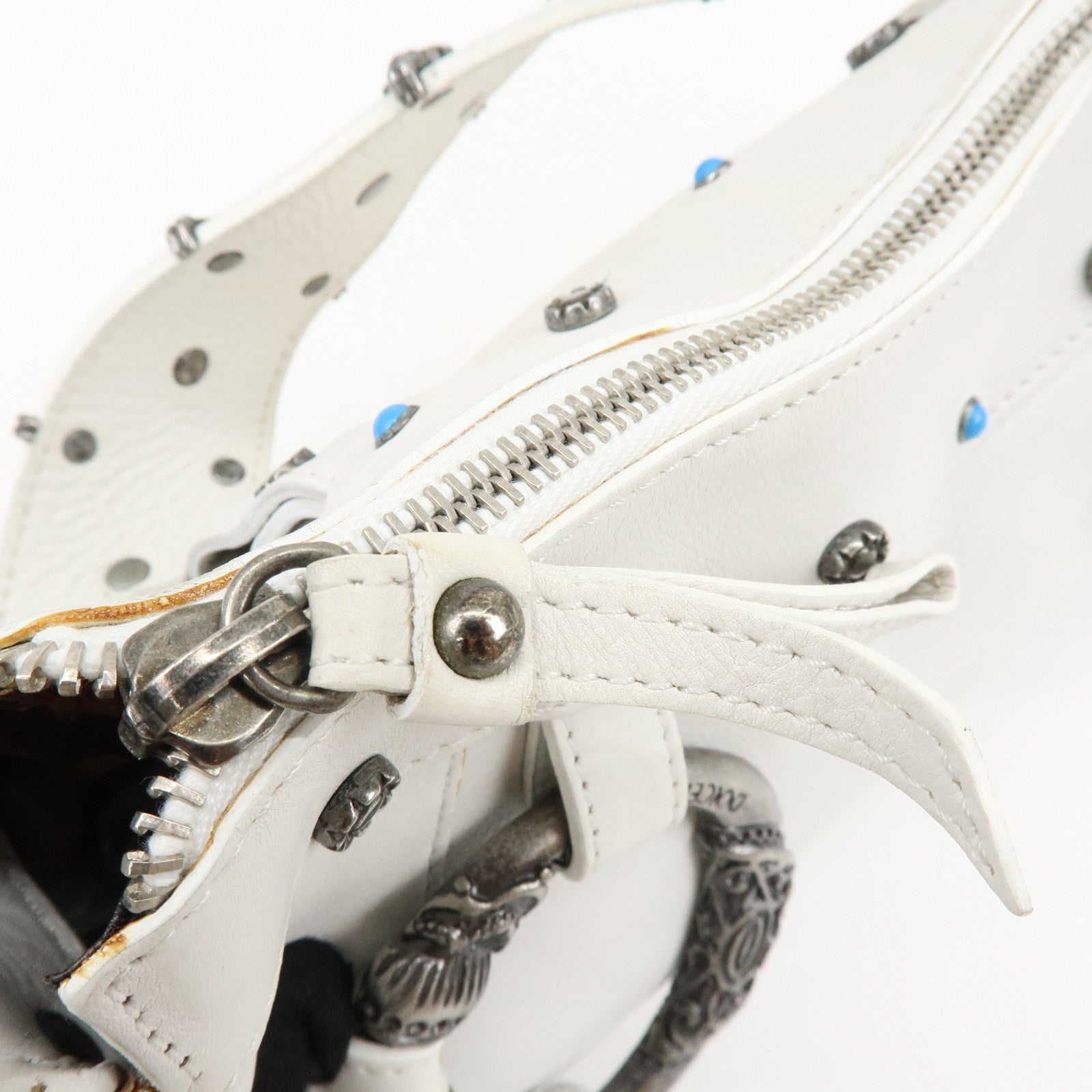 Dolce&Gabbana Leather Hand Bag Shoulder Bag Studs White