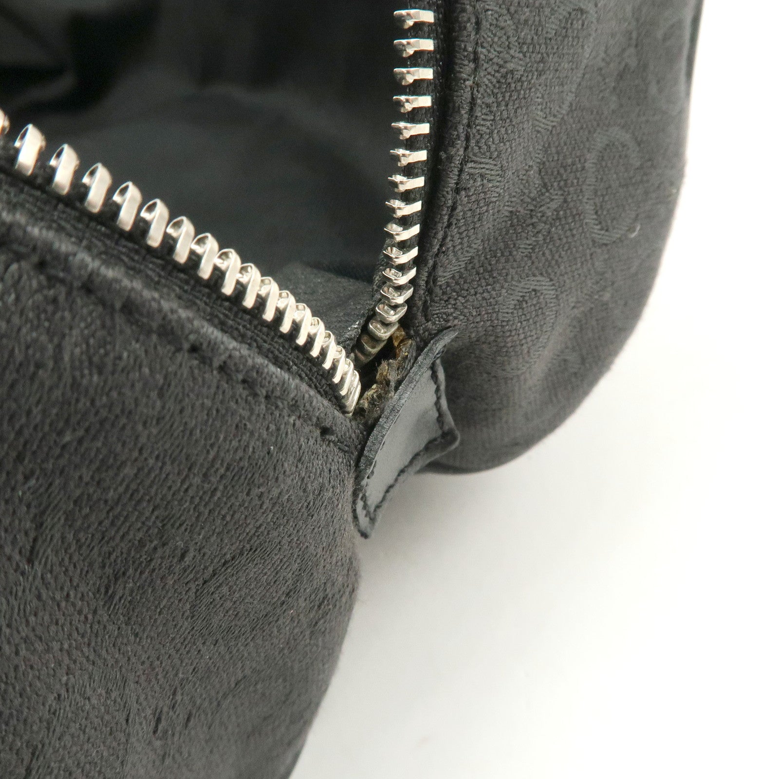 CELINE C Macadam Canvas Leather Mini Boston Bag Black